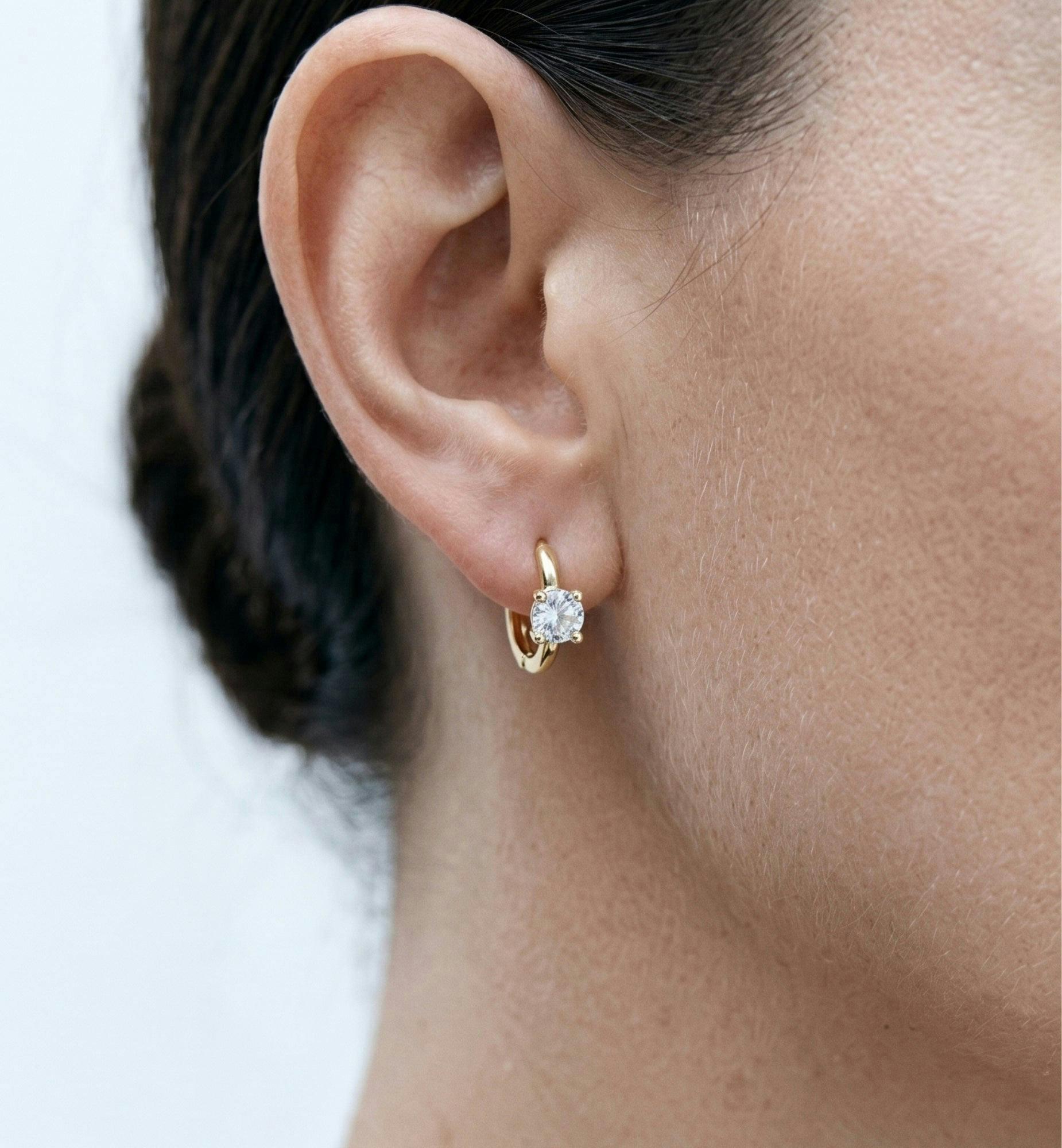 Shikaku Stone Huggie Hoop Earrings , view 4 of 5