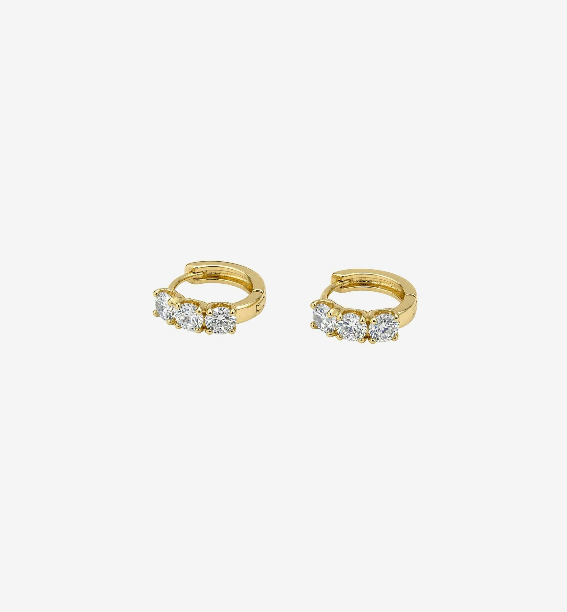 Shikaku 3 Stone Huggie Hoop Earrings , view 3 of 6