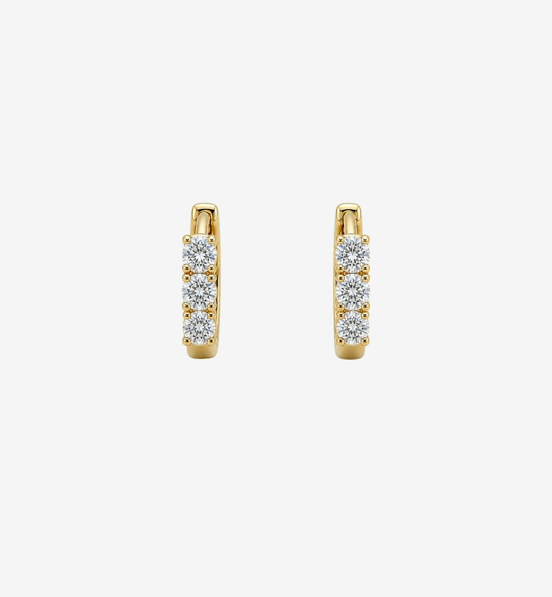 Shikaku 3 Stone Huggie Hoop Earrings , view 5 of 6