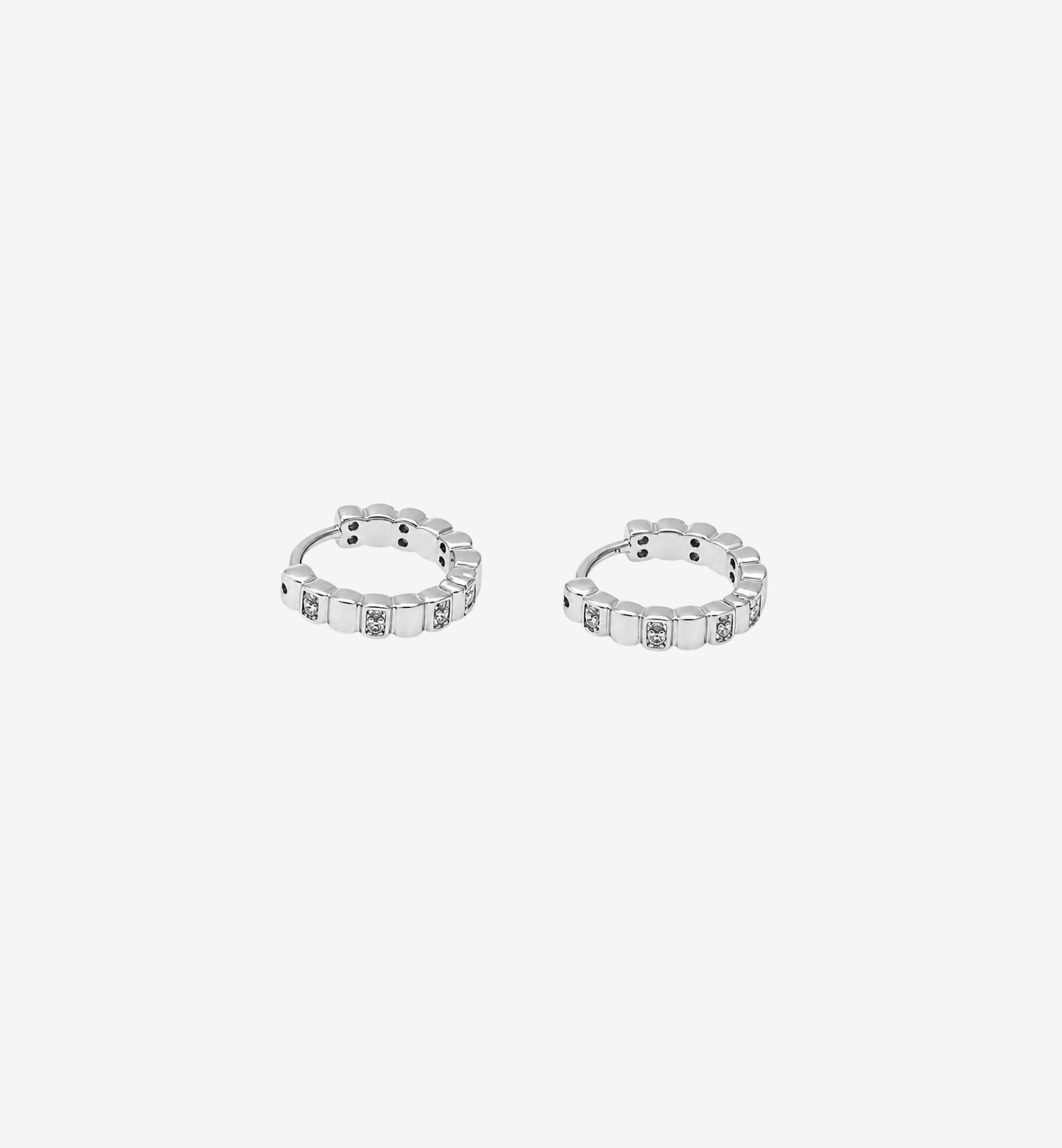 Shikaku Stone Silver Huggie Hoop Earrings , view 3 of 5