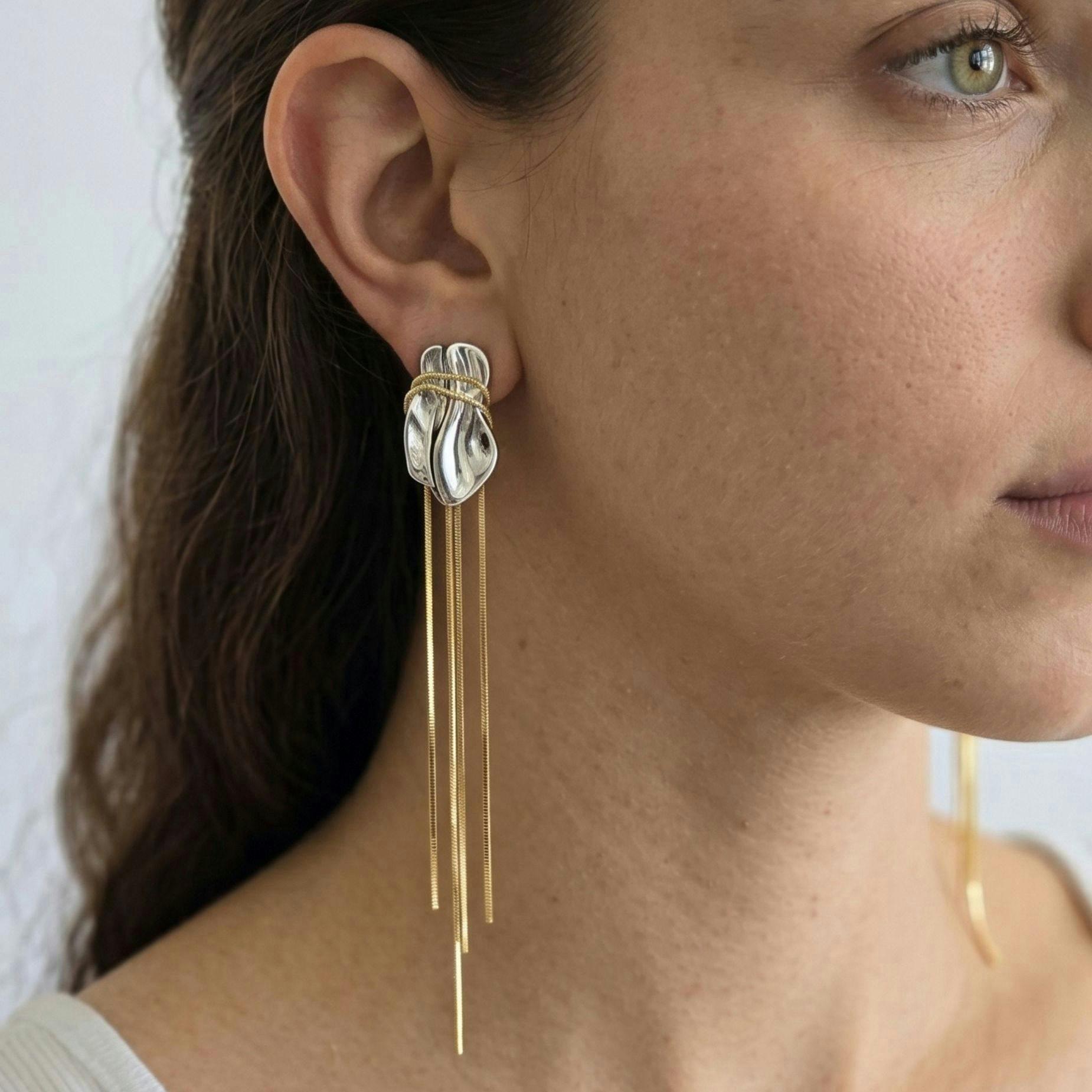 Nami Mixed Metals Chain Tassel Earrings , view 2 of 6