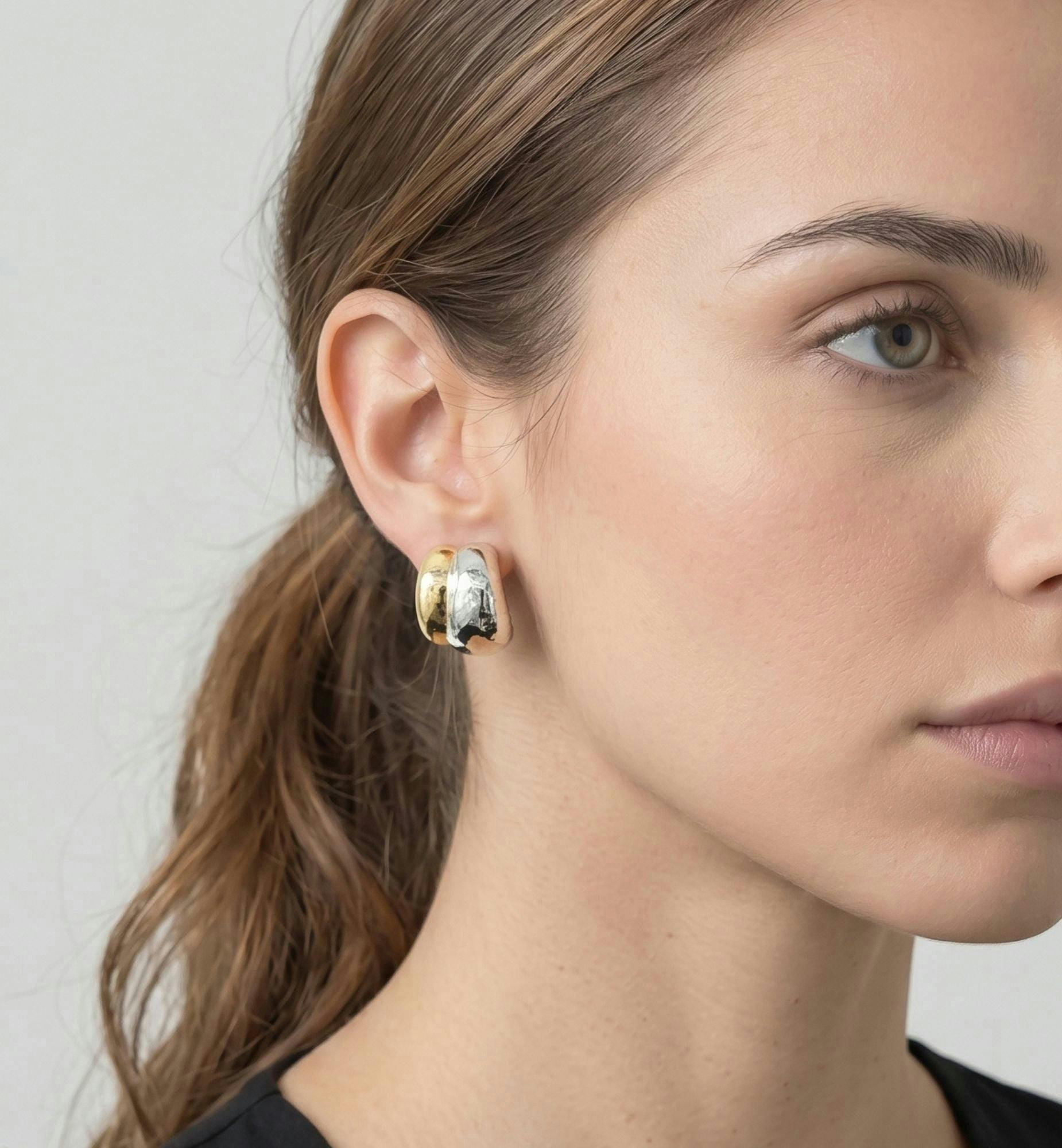 Nami Mixed Metals Oversized Stud Earrings , view 2 of 5