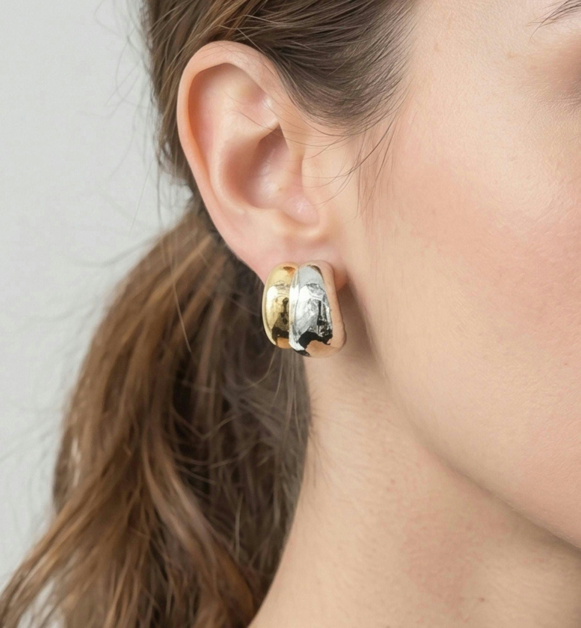 Nami Mixed Metals Oversized Stud Earrings , view 4 of 5