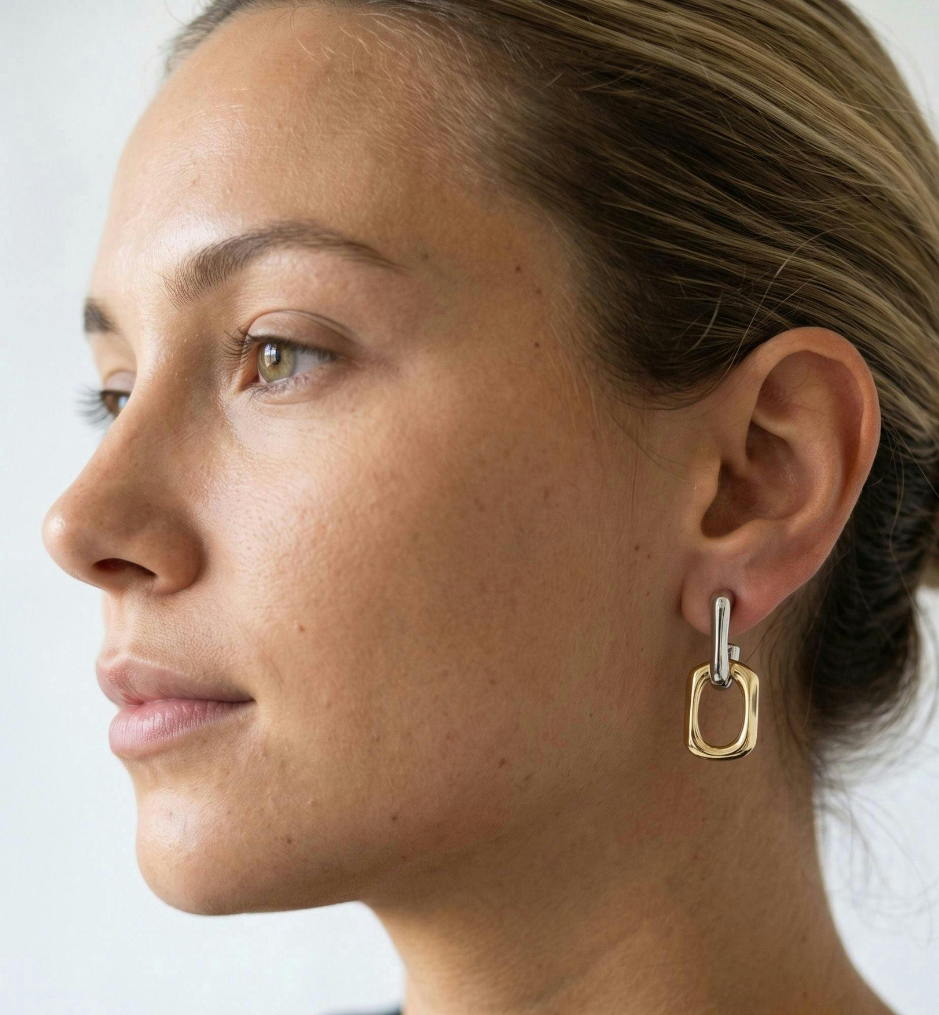 Shikaku Mixed Metals Chain Link Drop Earrings , view 2 of 6