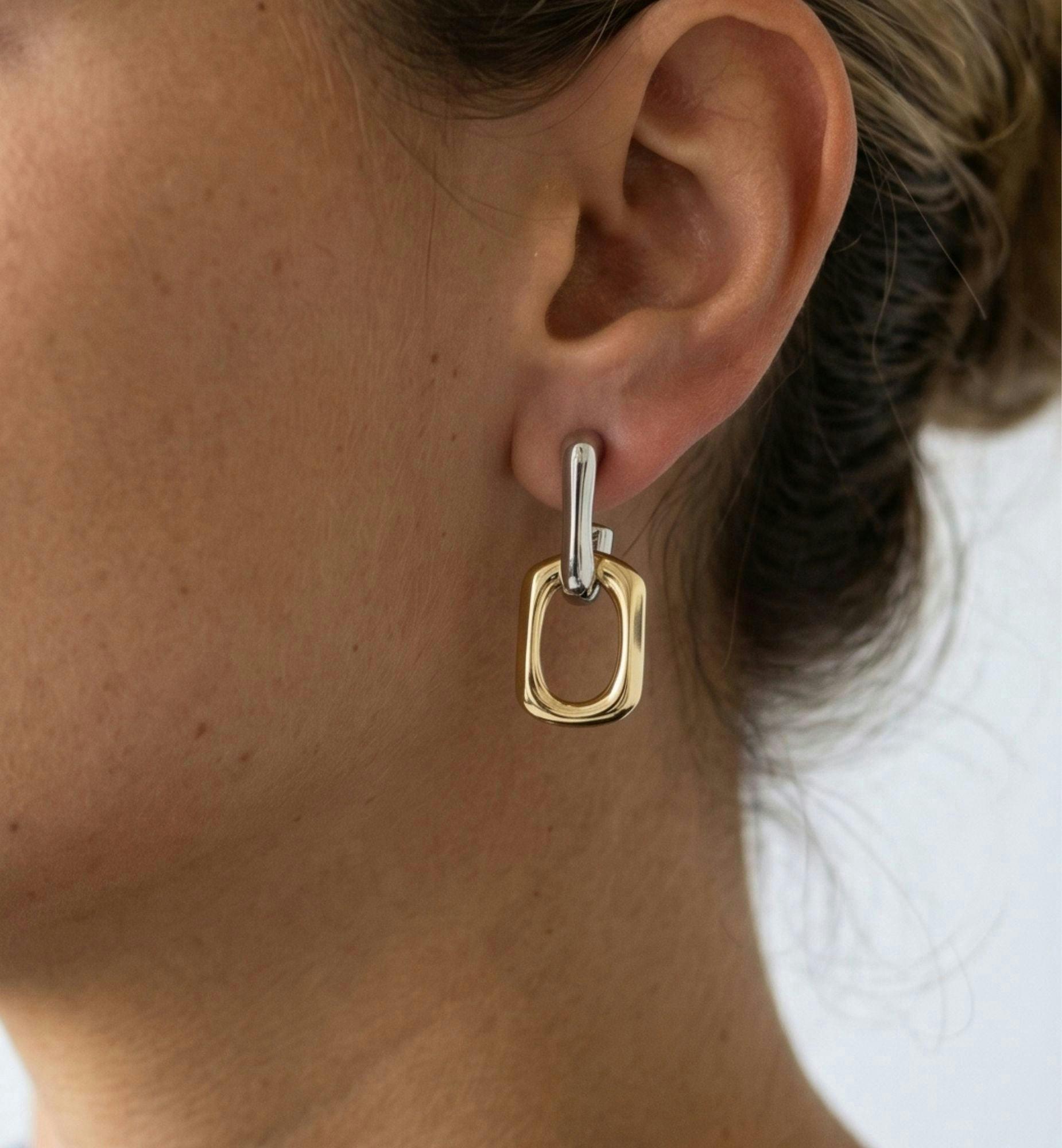 Shikaku Mixed Metals Chain Link Drop Earrings , view 4 of 6