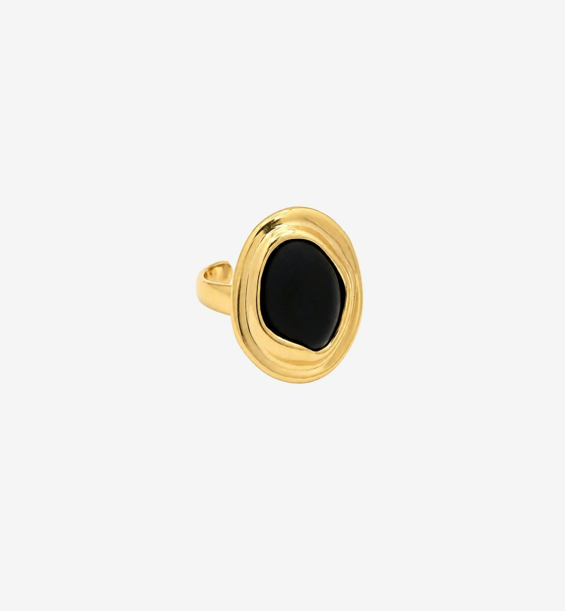 Enso Black Onyx And Molten Gold Ring , view 3 of 4