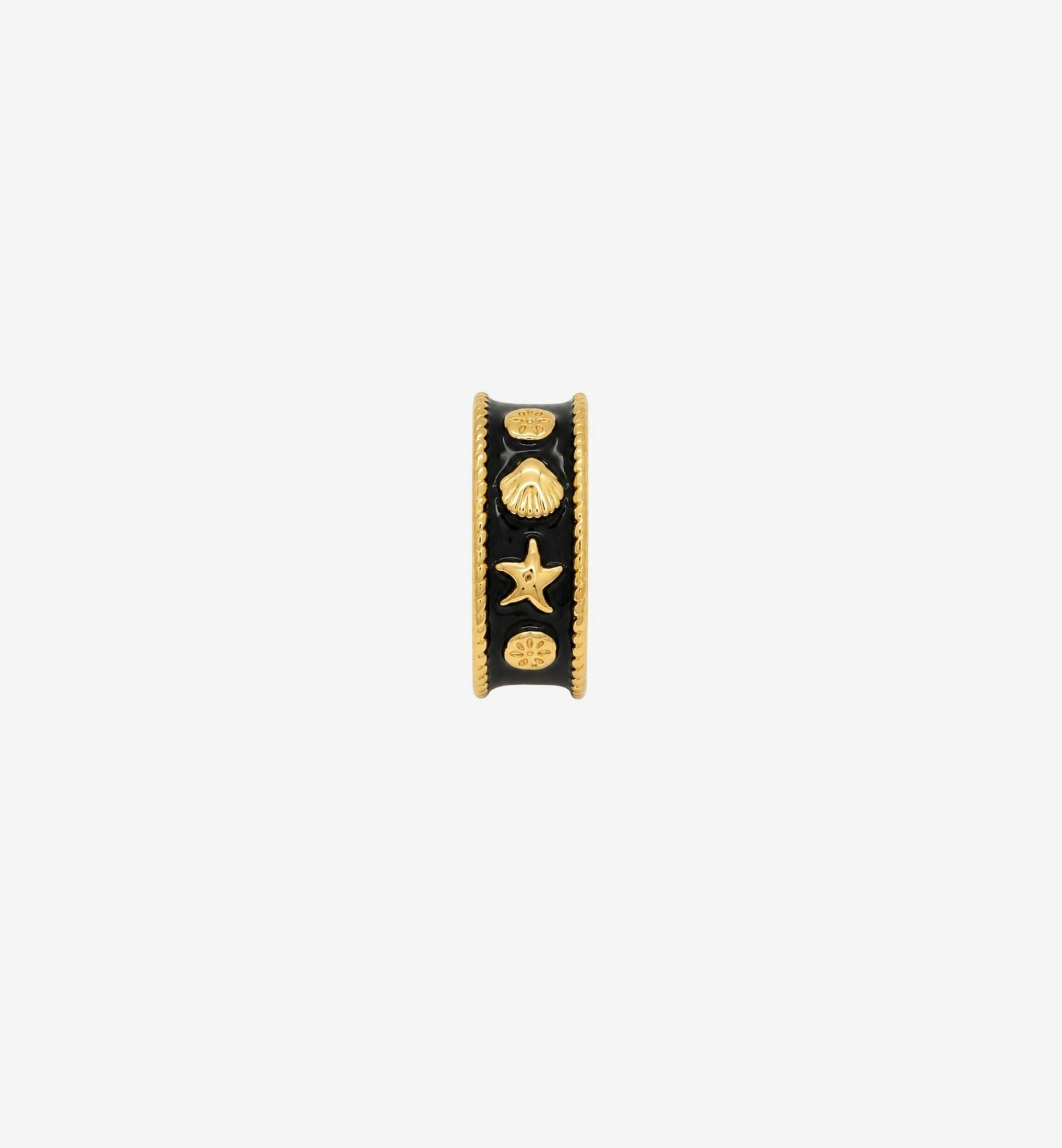 Kin Black and Gold Shell Ring , view 3 of 6