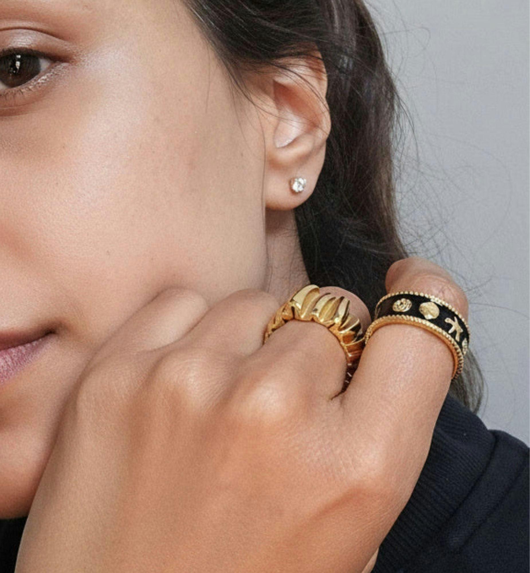 Kin Black and Gold Shell Ring , view 4 of 6