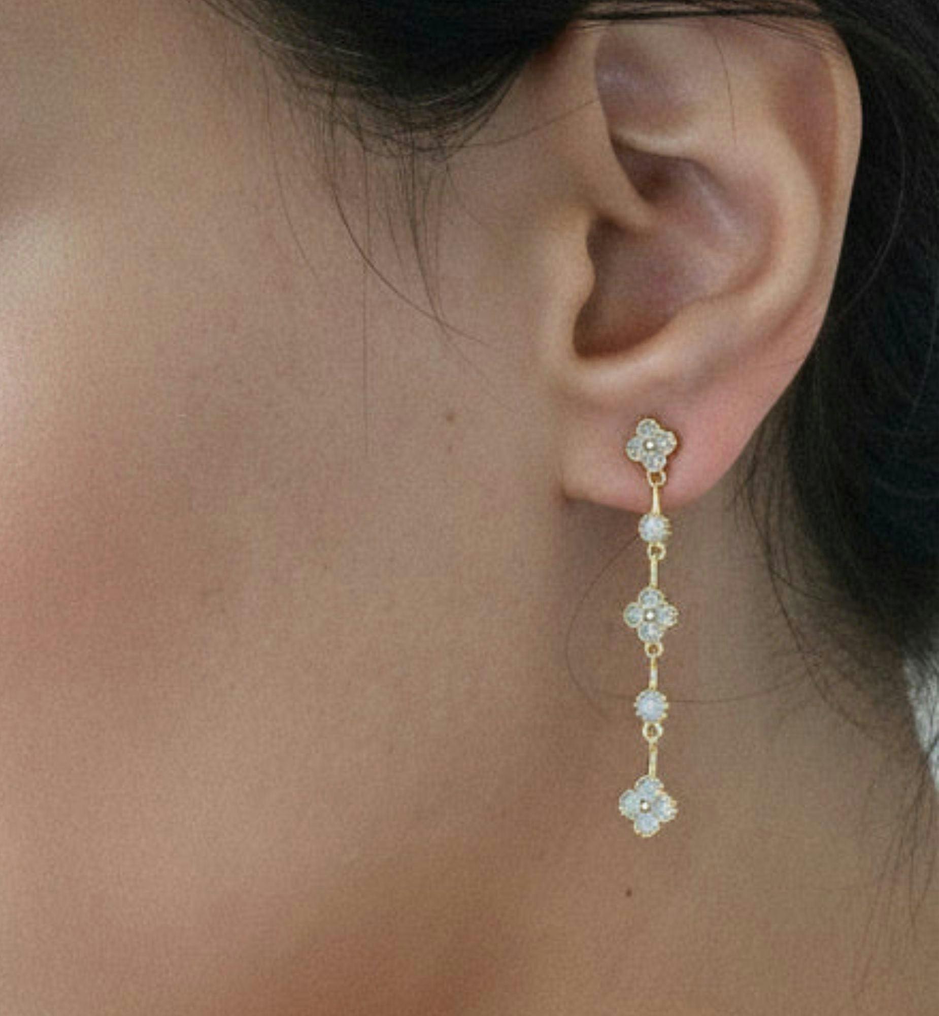 Kinmokusei Rose White Drop Earrings , view 3 of 4