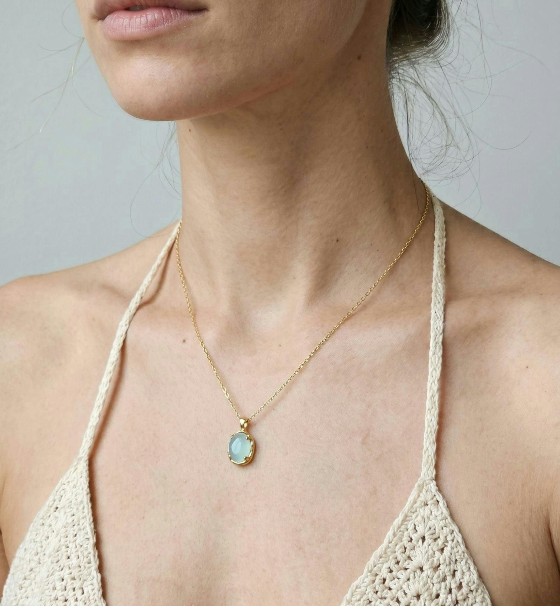 Enso Aqua Stone Necklace , view 2 of 5