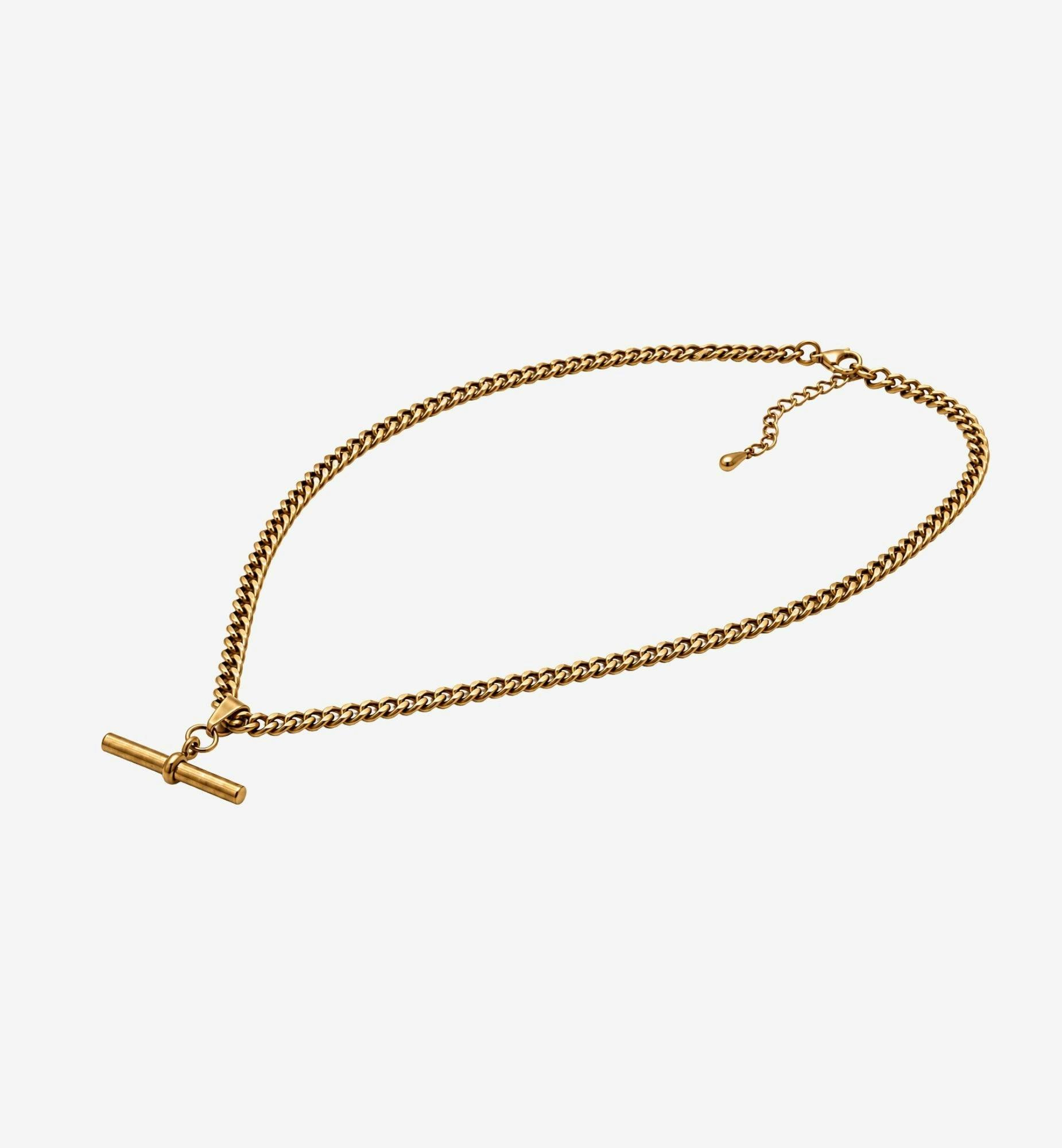 Kin Gold T-Bar Necklace , view 3 of 5