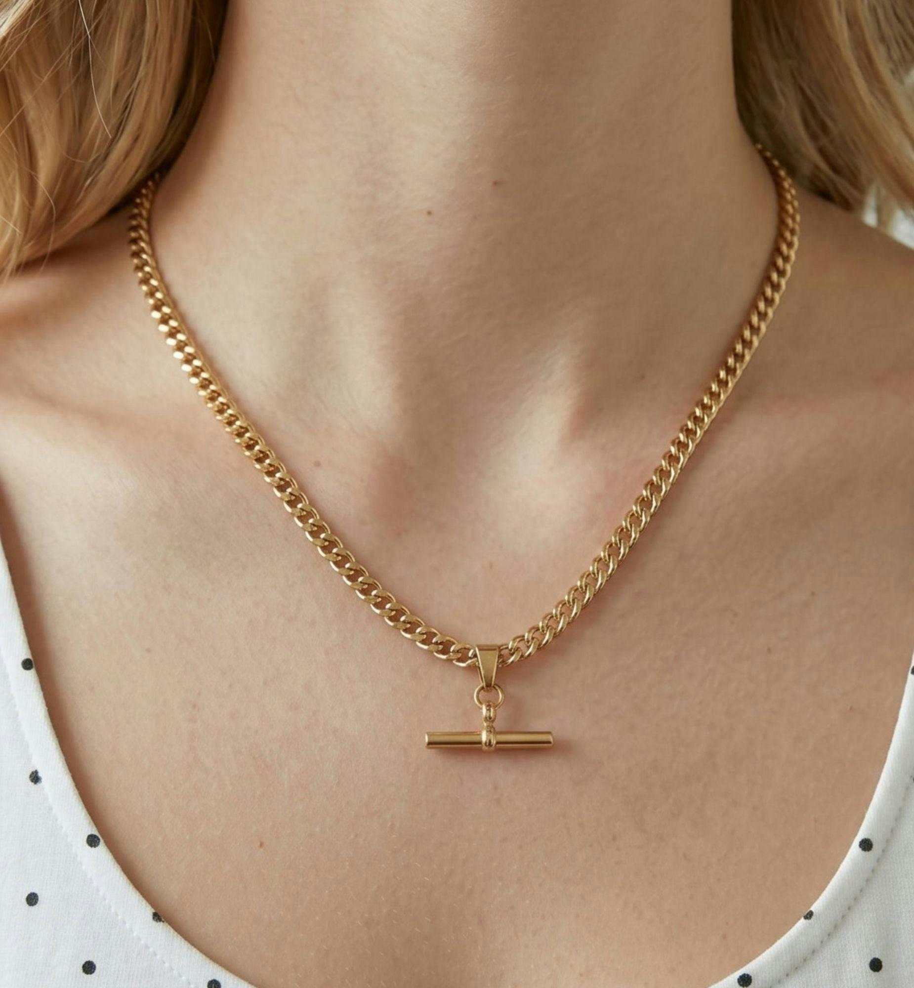 Kin Gold T-Bar Necklace , view 4 of 5