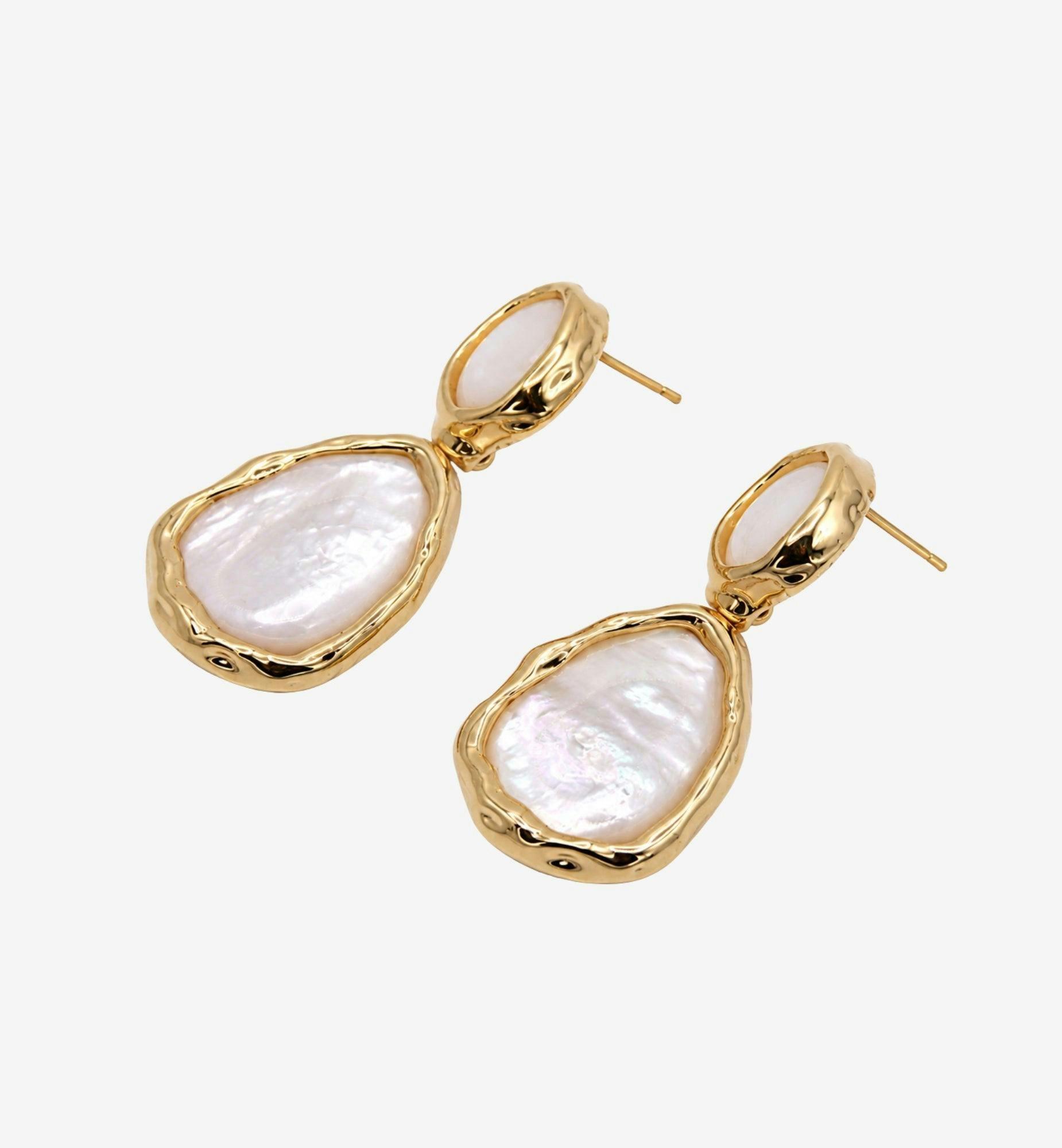 Shinju Mother of Pearl Oversized Drop Earrings , view 3 of 5