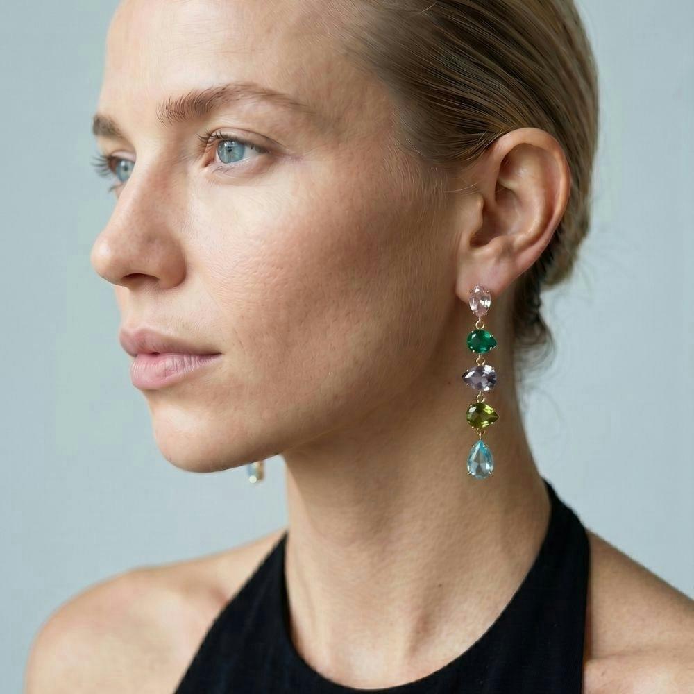 Hanabi Mixed Stone Drop Earrings , view 2 of 4