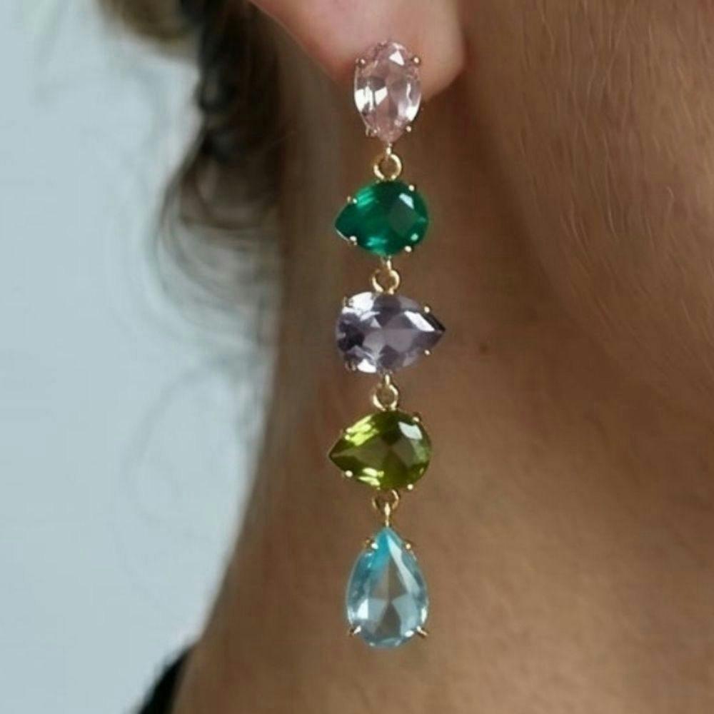 Hanabi Mixed Stone Drop Earrings , view 3 of 4