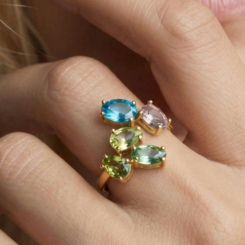 Hanabi Mixed Stones Ring , view 4 of 5