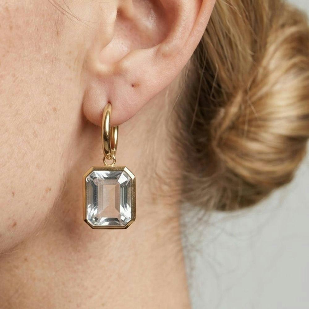 Shikaku Grey Stone Earrings , view 4 of 5
