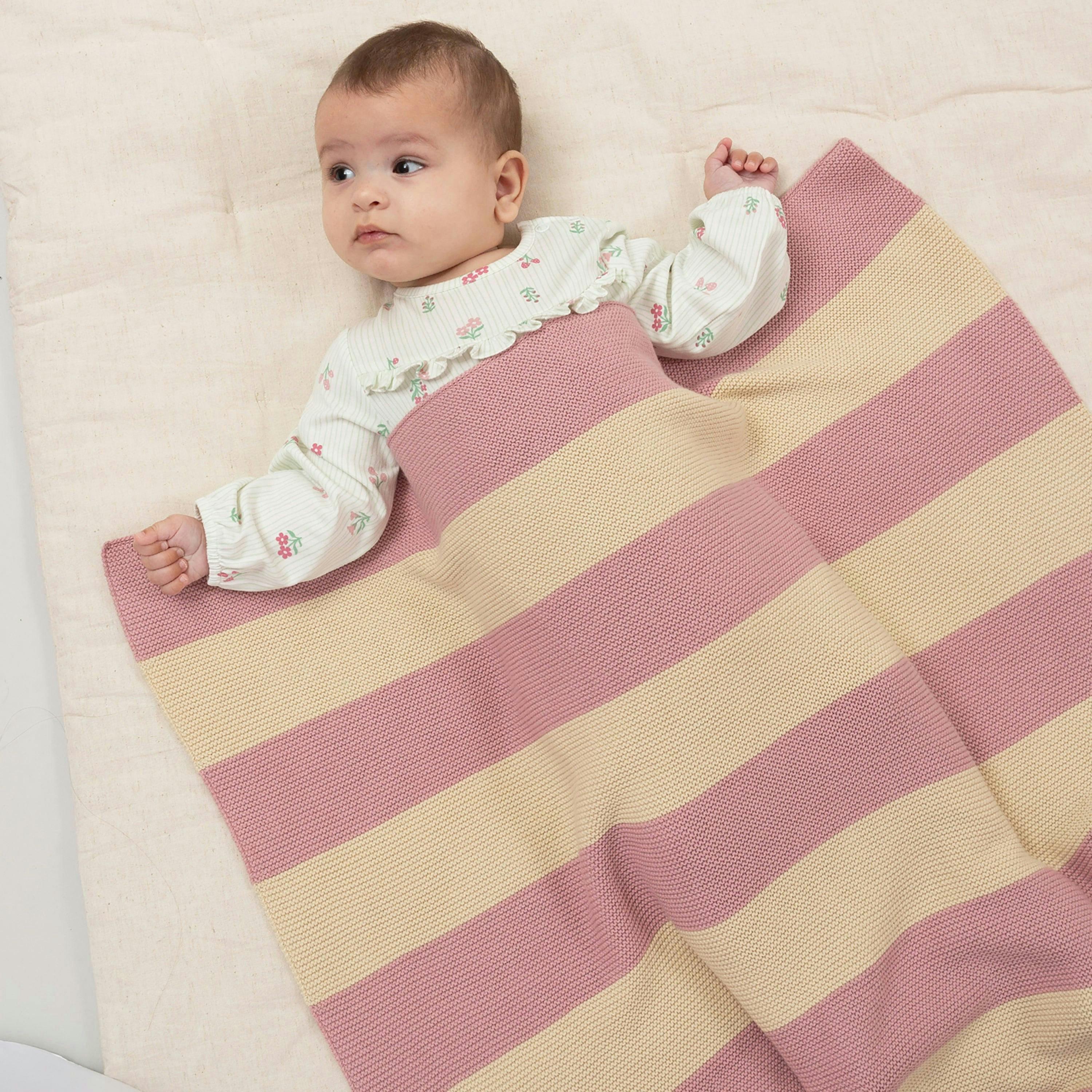 Baby Organic Cabana Stripe Blanket Cloudy Pink , view 2 of 2