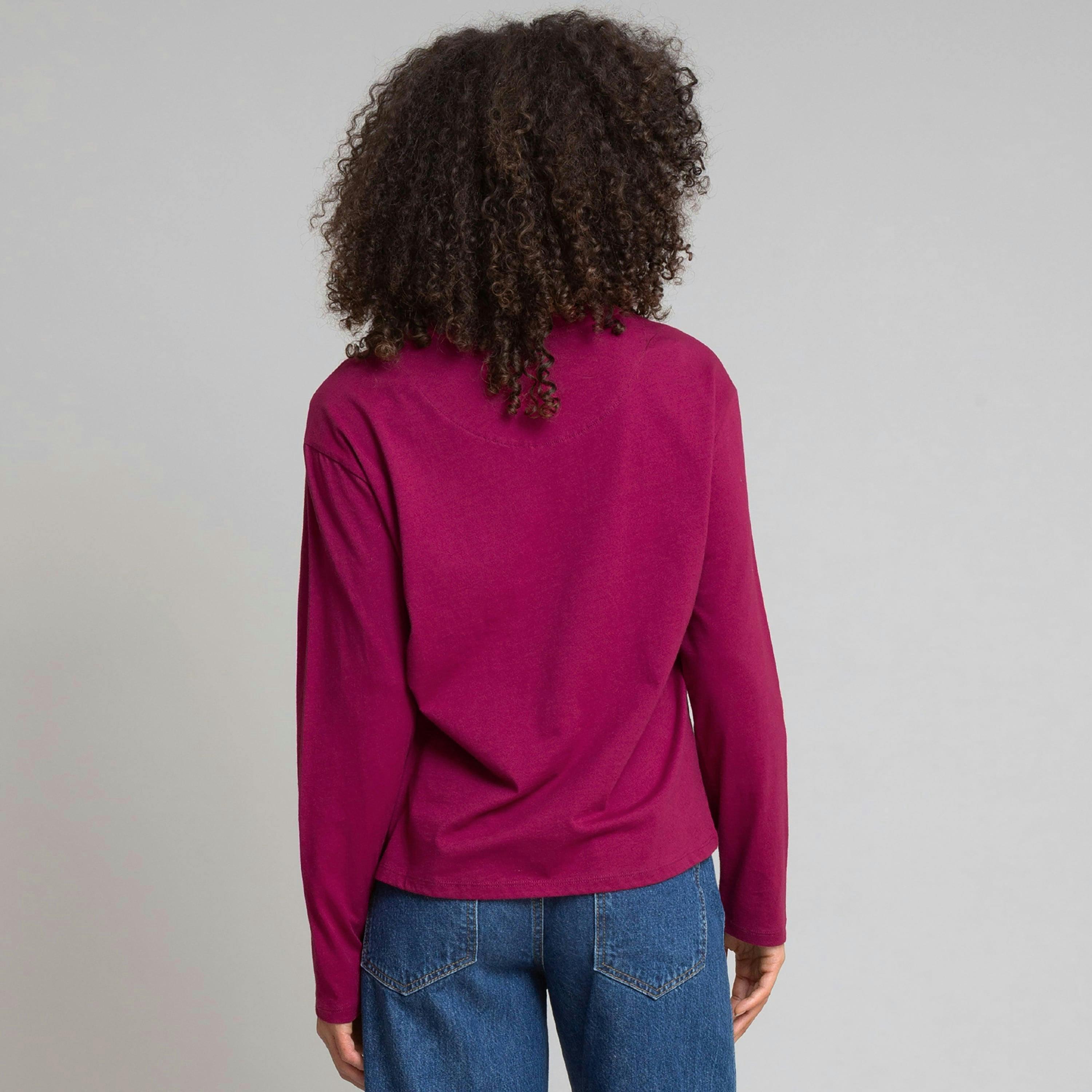 Organic Oxbridge Jersey T-Shirt Damson , view 4 of 4