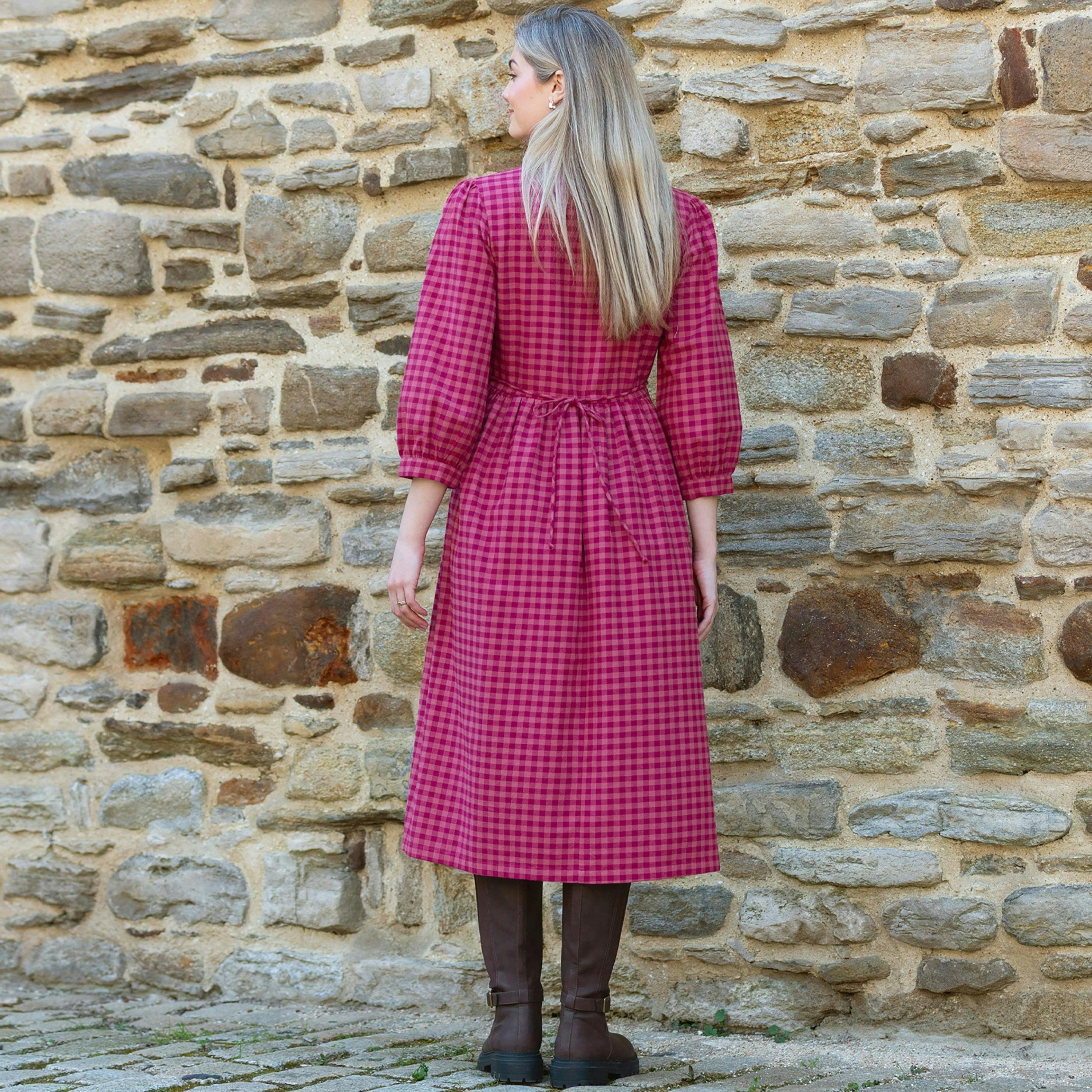 Organic Damson Check Worgret Flannel Dress , view 5 of 5