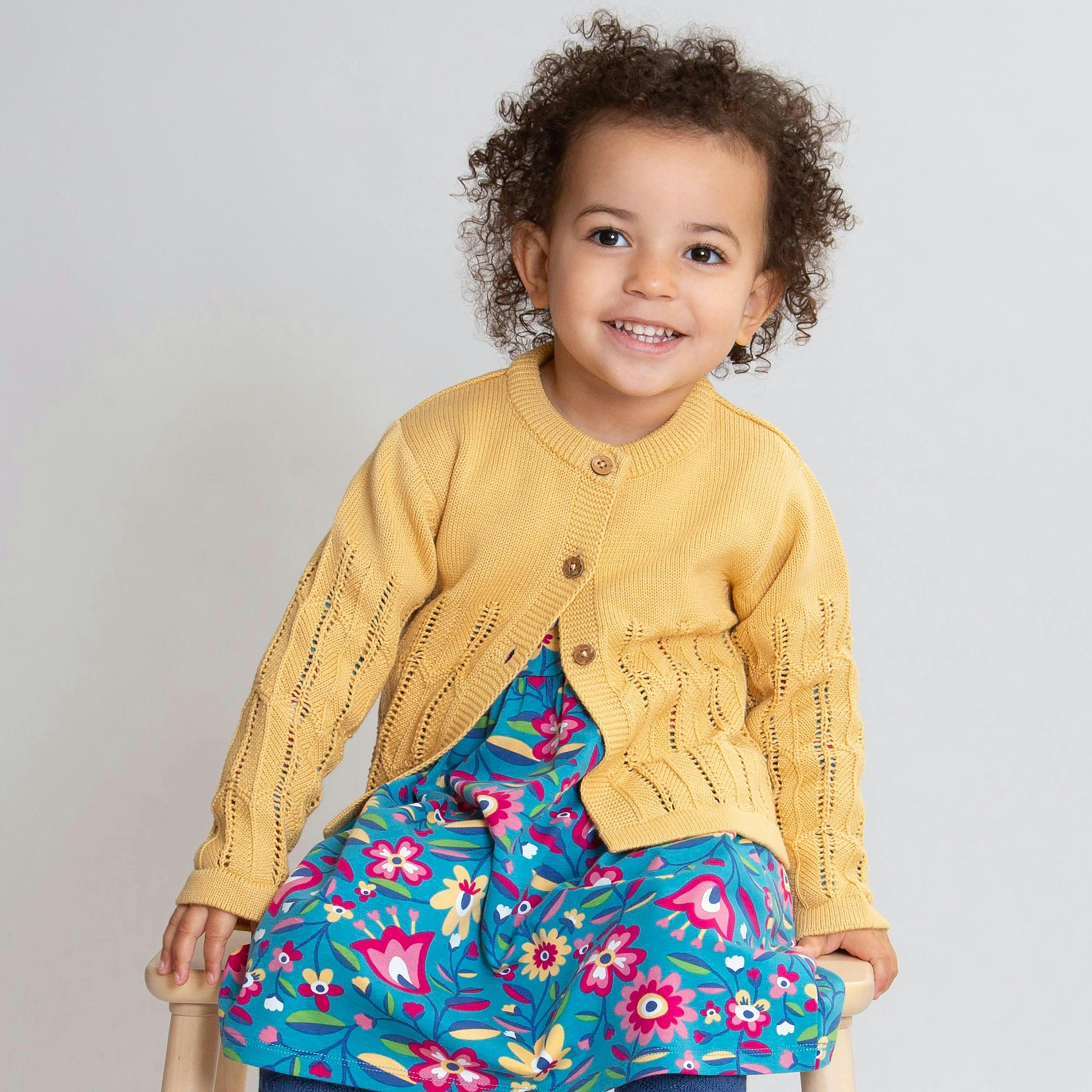 Kids Organic Together Cardi Buttercream , view 2 of 4