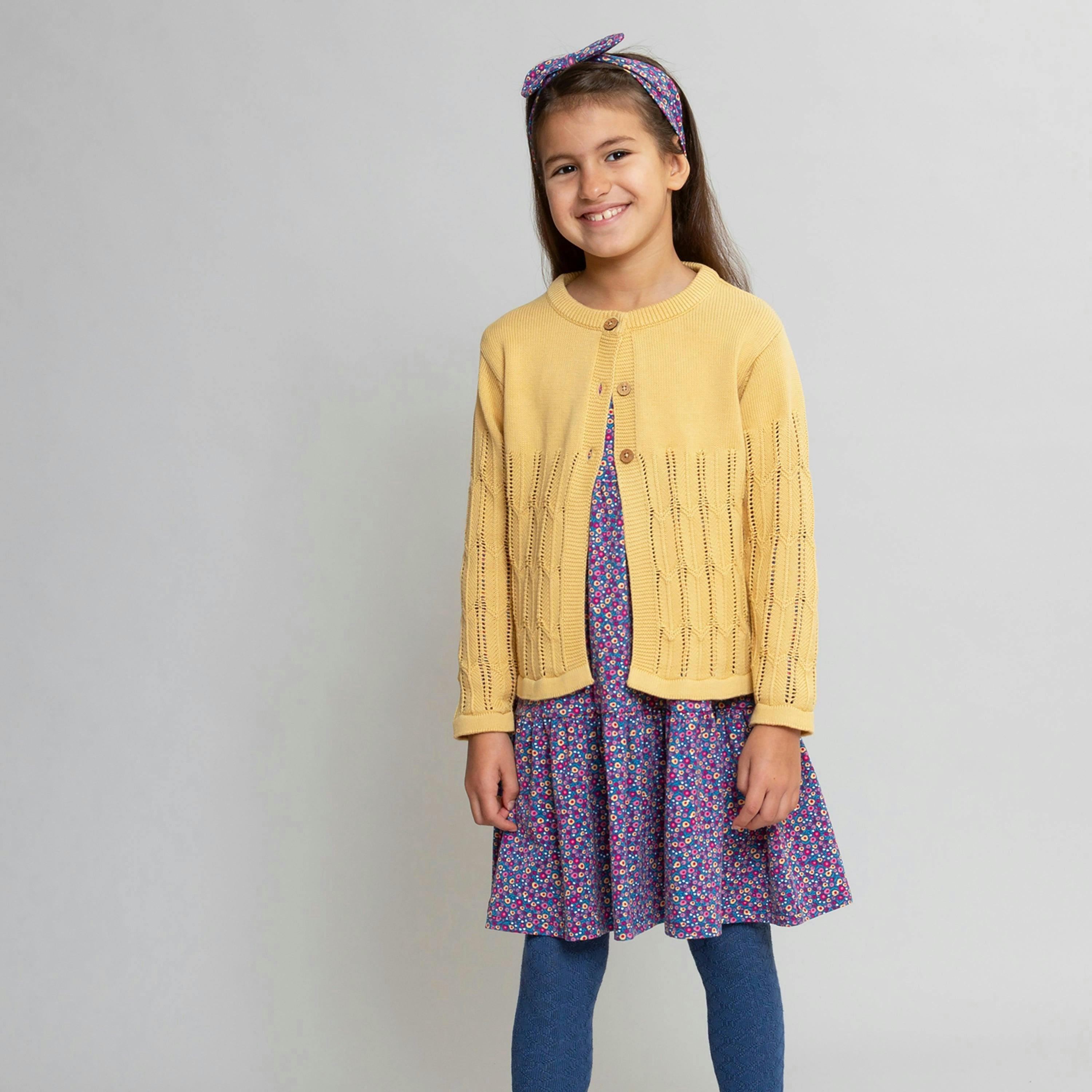 Kids Organic Together Cardi Buttercream , view 3 of 4