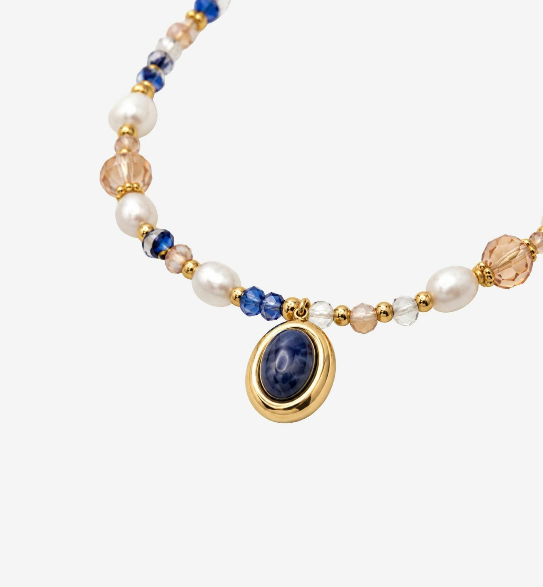 Enso Crystal Necklace with Sodalite Pendant , view 3 of 5