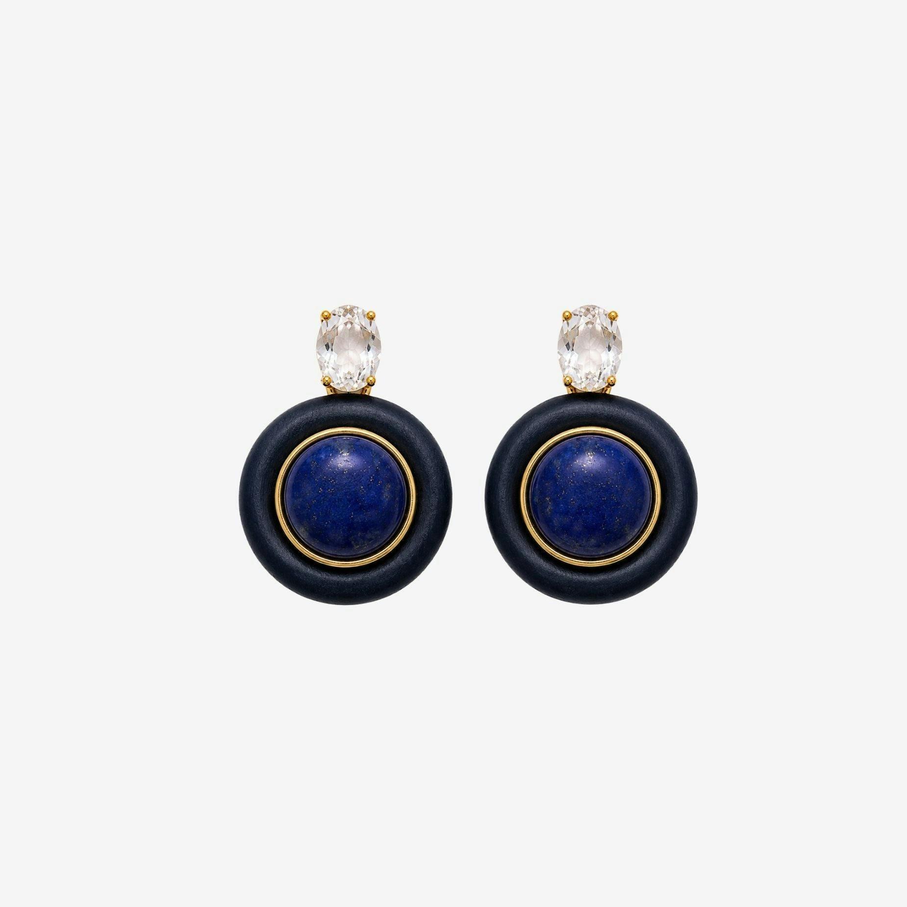 Enso Lapis Lazuli Round Stud Earrings , view 3 of 5