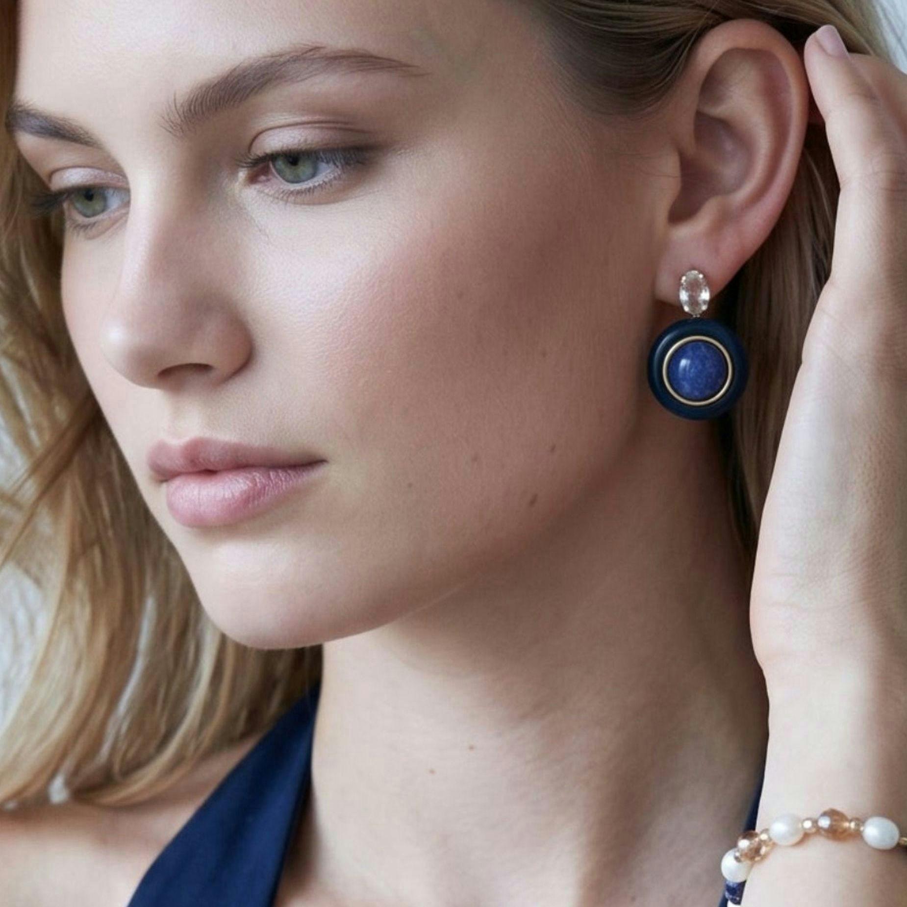 Enso Lapis Lazuli Round Stud Earrings , view 4 of 5