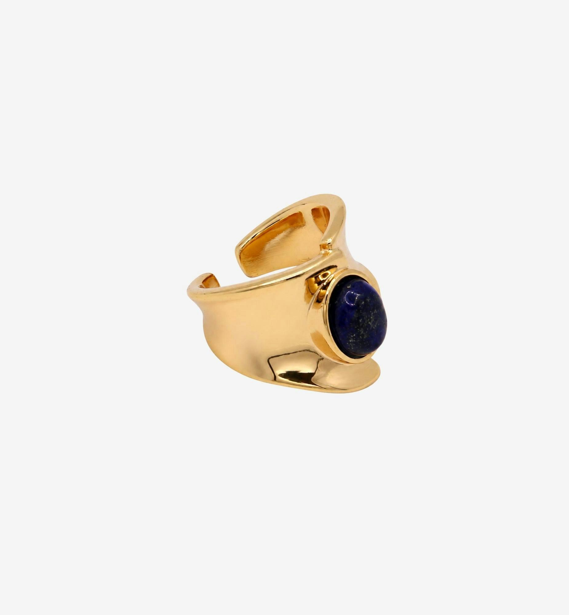 Enso Sculptural Navy Lapis Lazuli Stone Ring , view 3 of 5