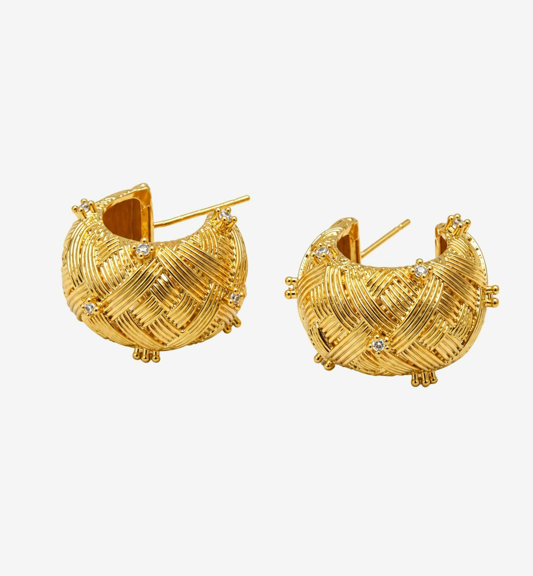 Kin Woven Stone Hoop Earrings , view 3 of 5