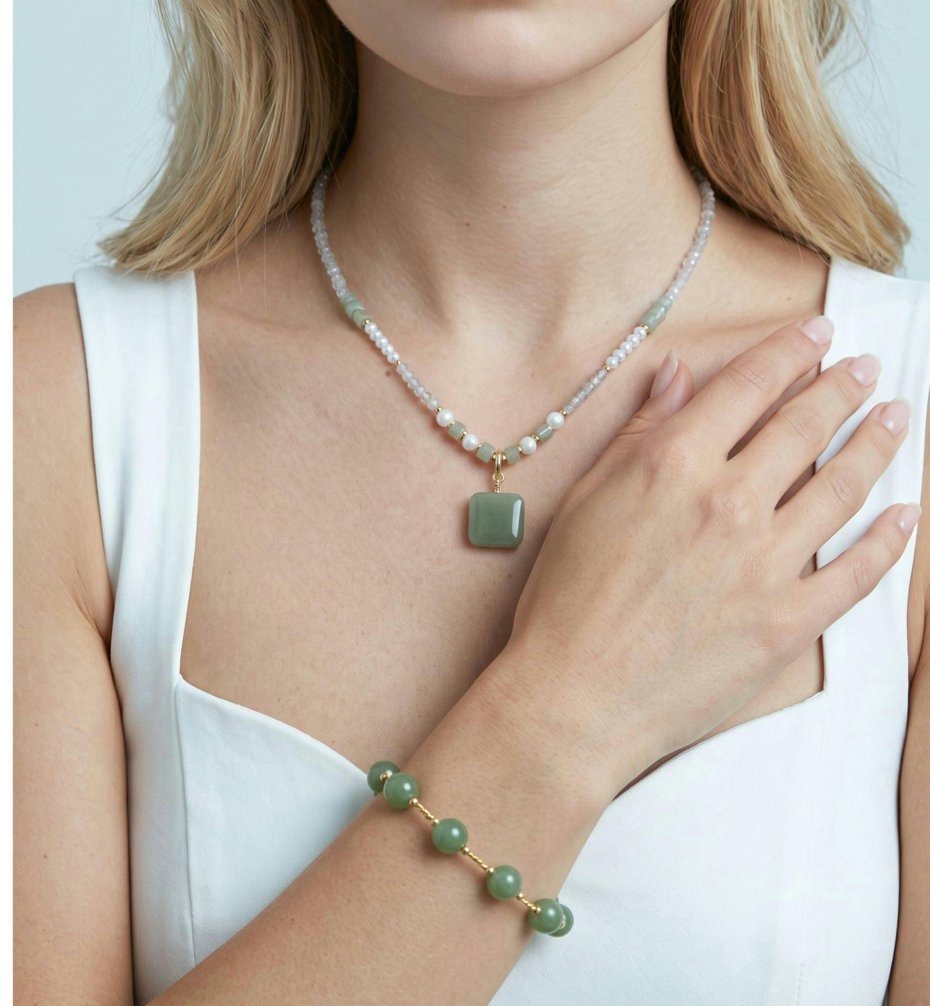 Enso Round Jade Bead Bracelet , view 2 of 5