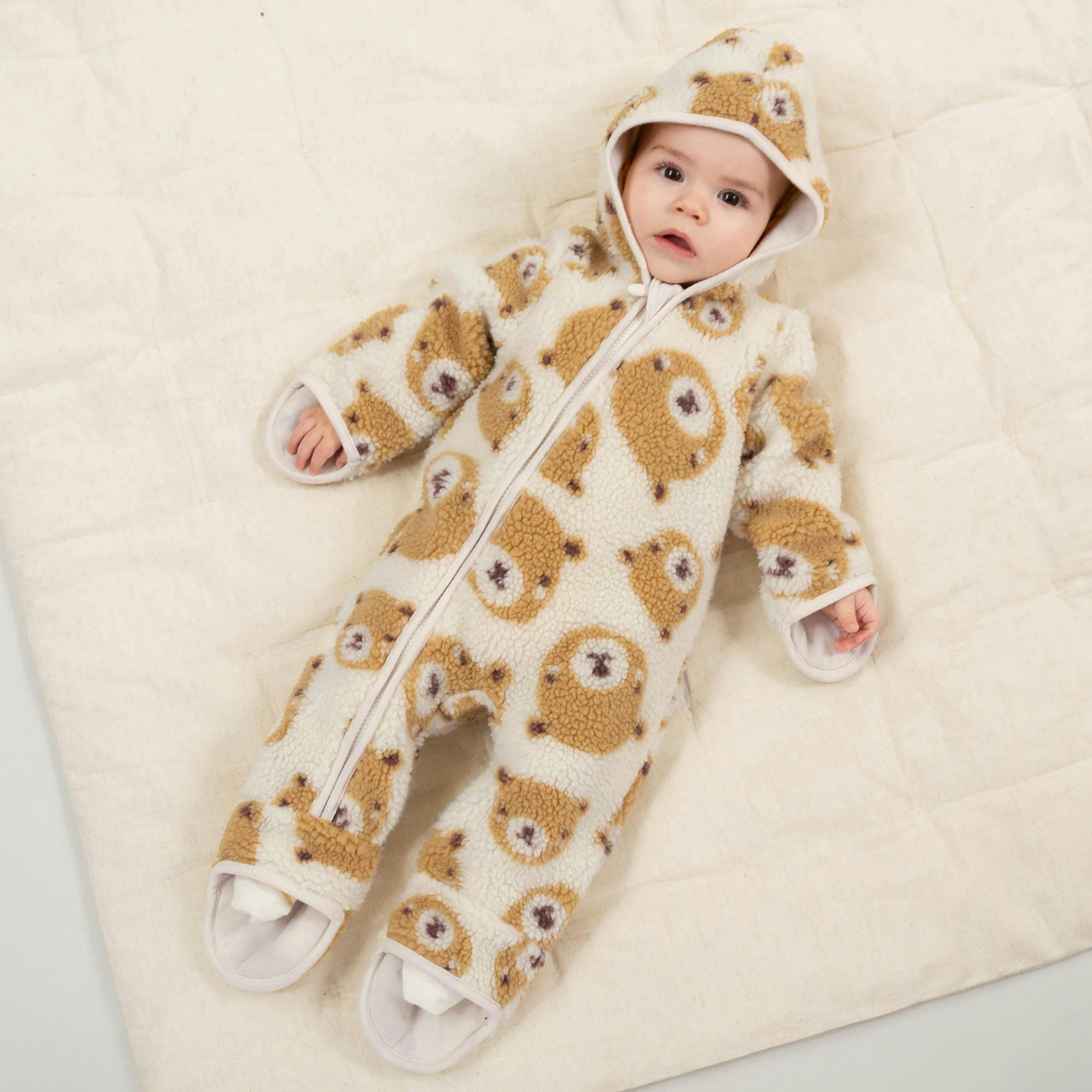 Baby Teddy Fleece Pramsuit , view 2 of 4