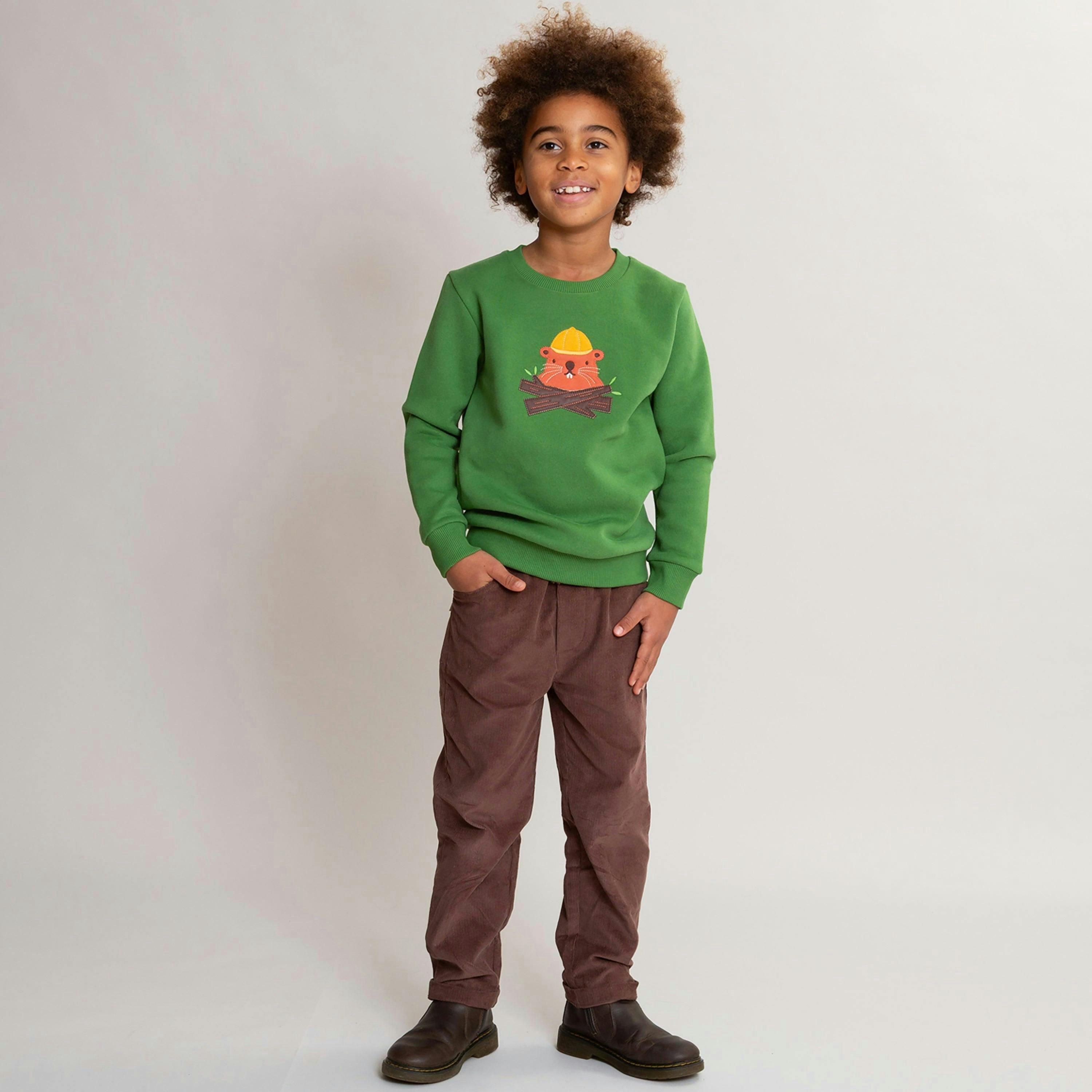 Kids Organic Comfy Cords Coffee , view 3 of 4