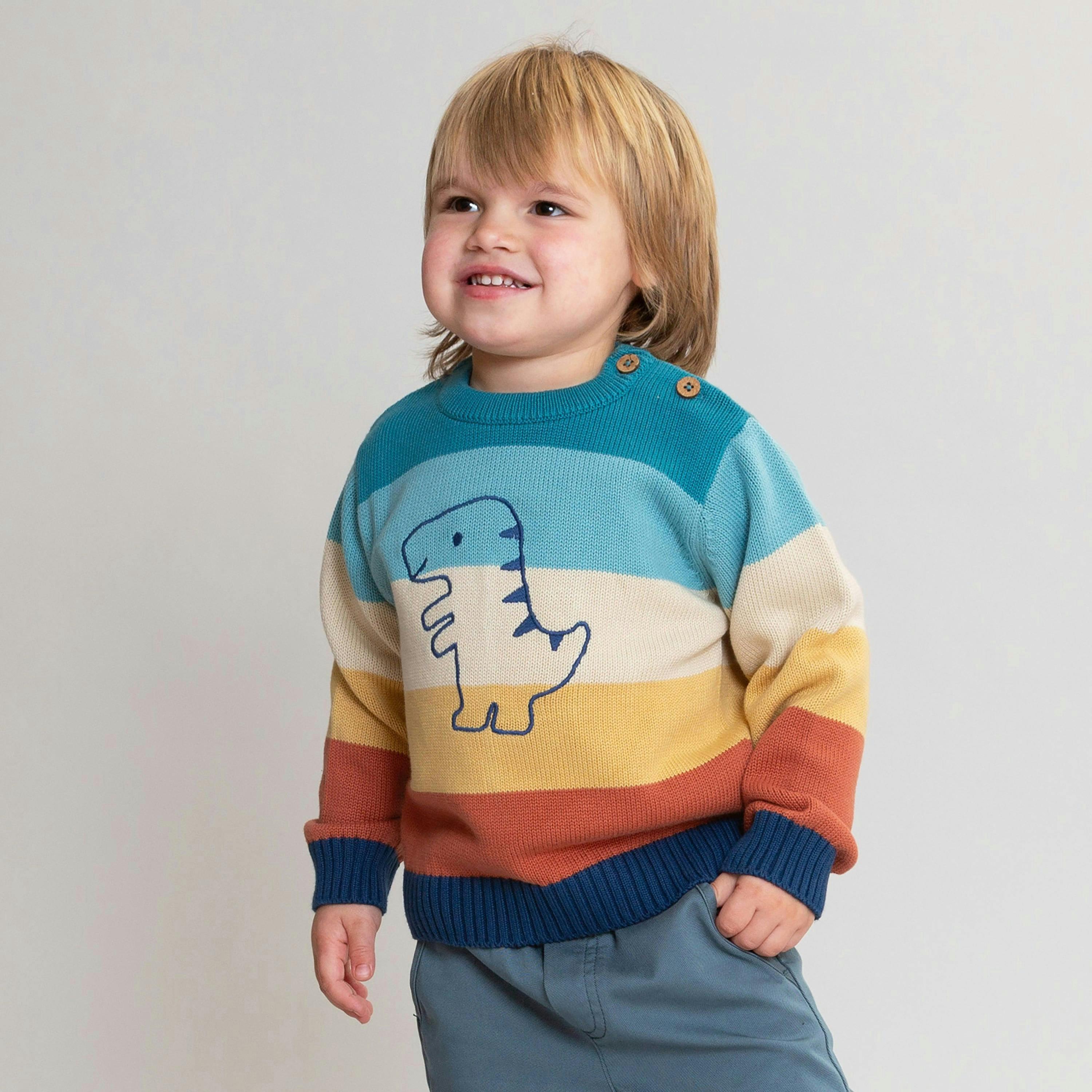 Kids Organic Diddy Dino Jumper , view 2 of 3