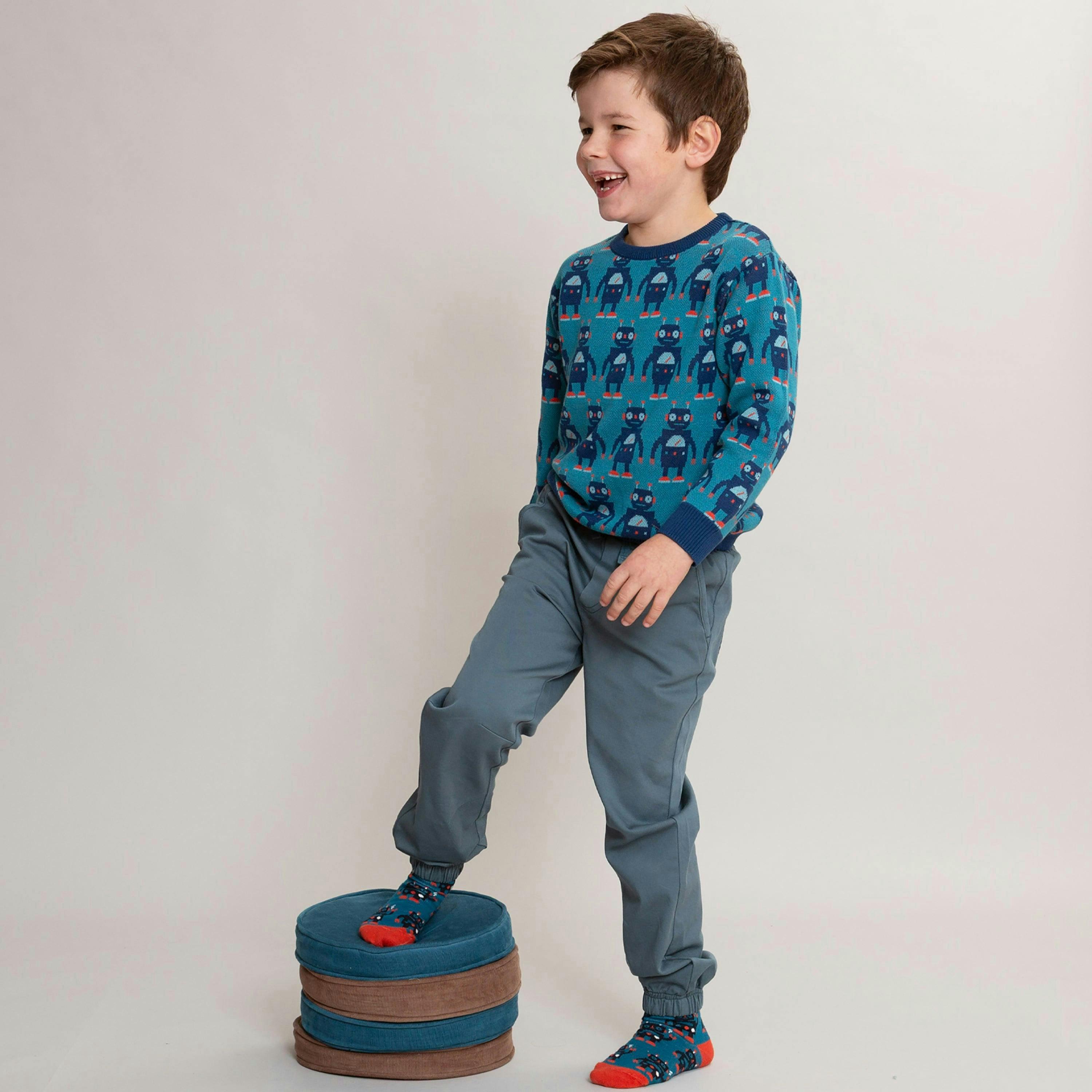 Kids Organic Rob The Bot Jumper , view 3 of 5