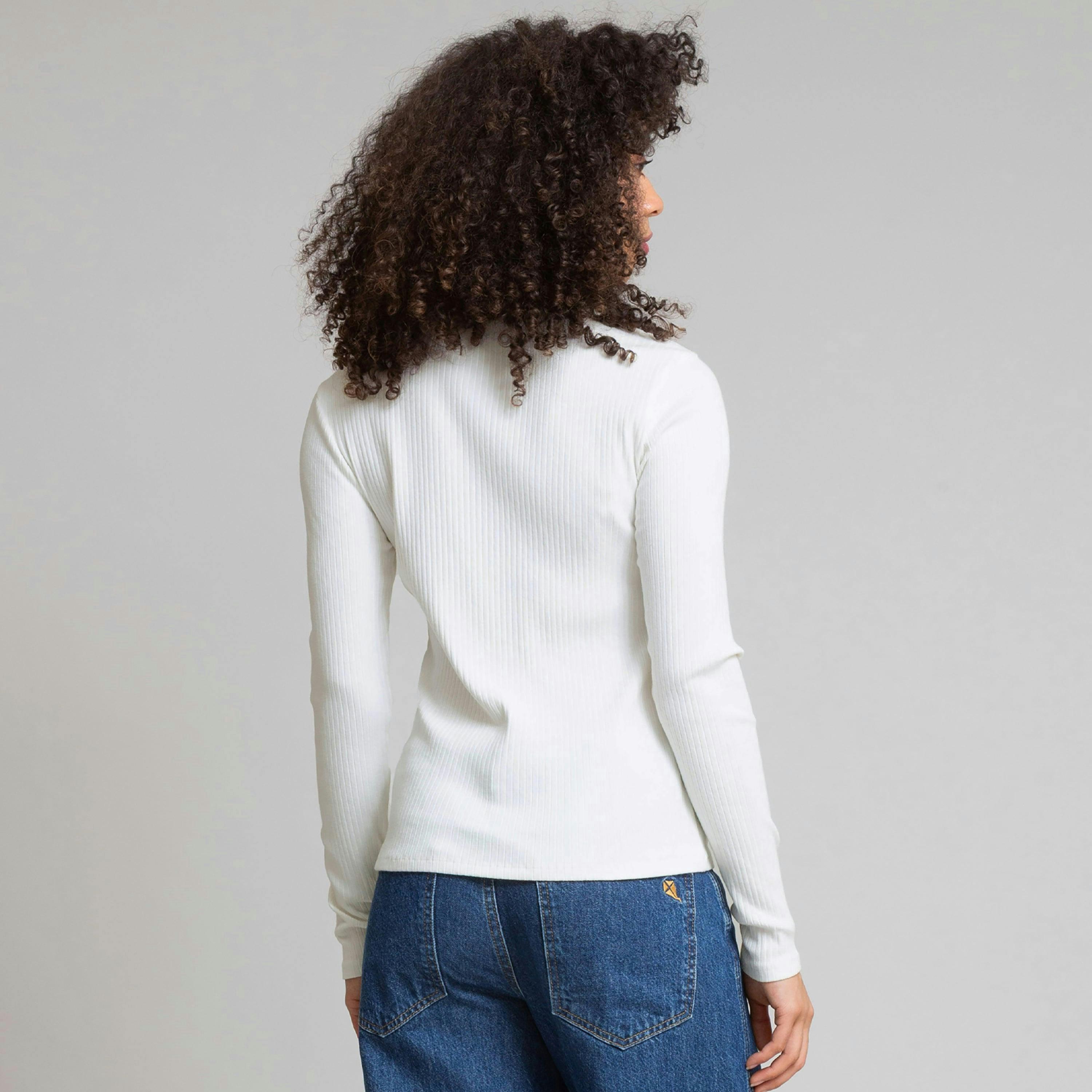 Organic Portesham Ribbed Jersey T-Shirt Off-White , view 4 of 4