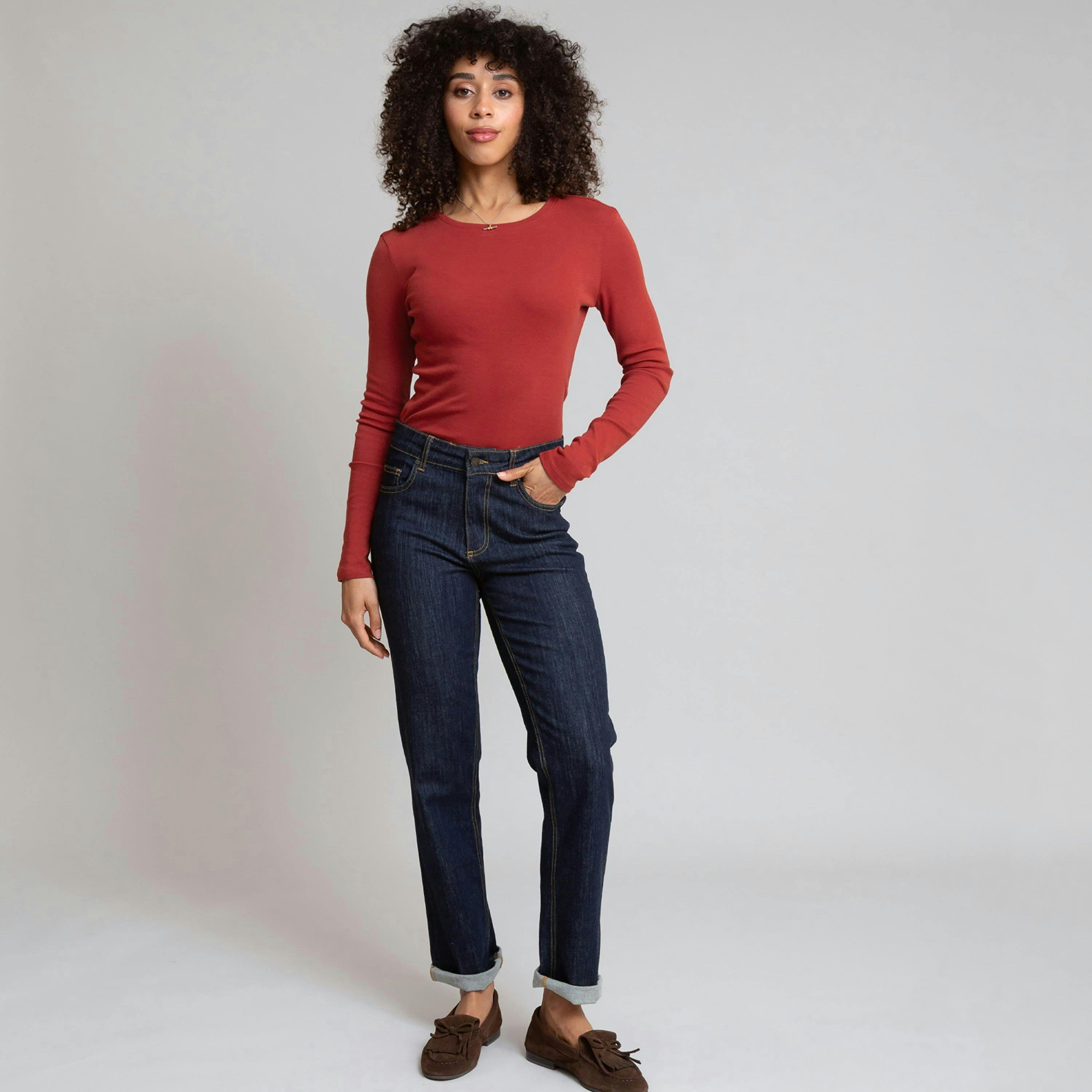 Organic Portesham Jersey T-Shirt Red Ochre , view 3 of 5