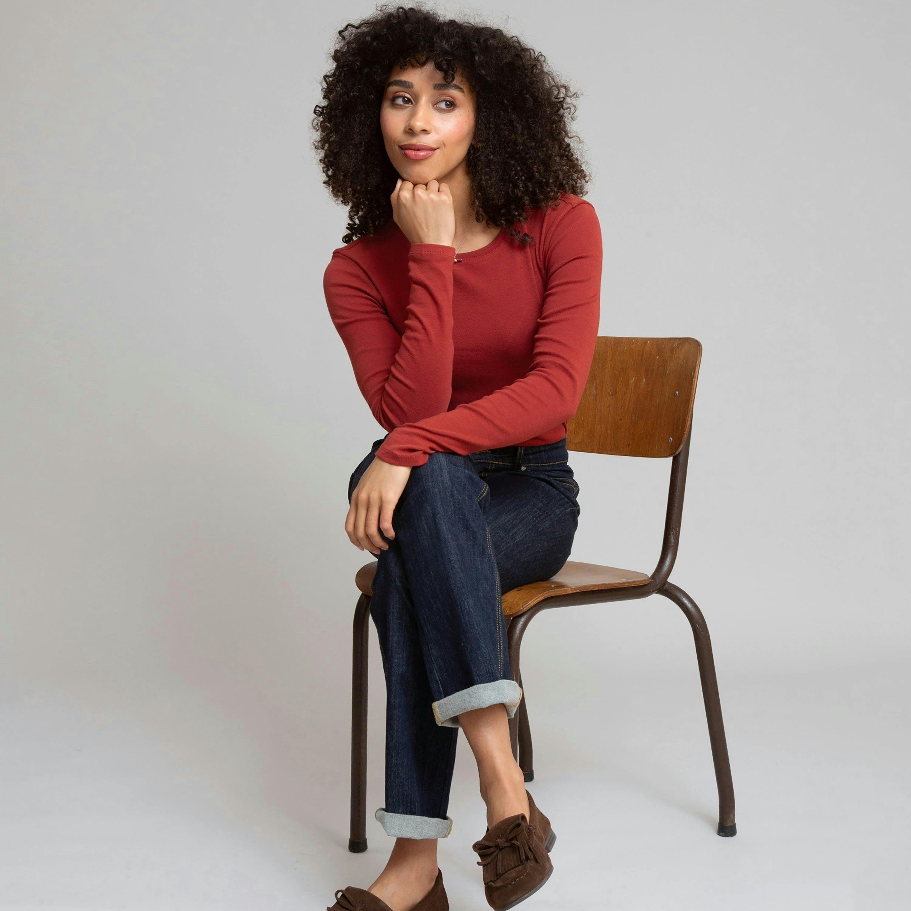 Organic Portesham Jersey T-Shirt Red Ochre , view 4 of 5