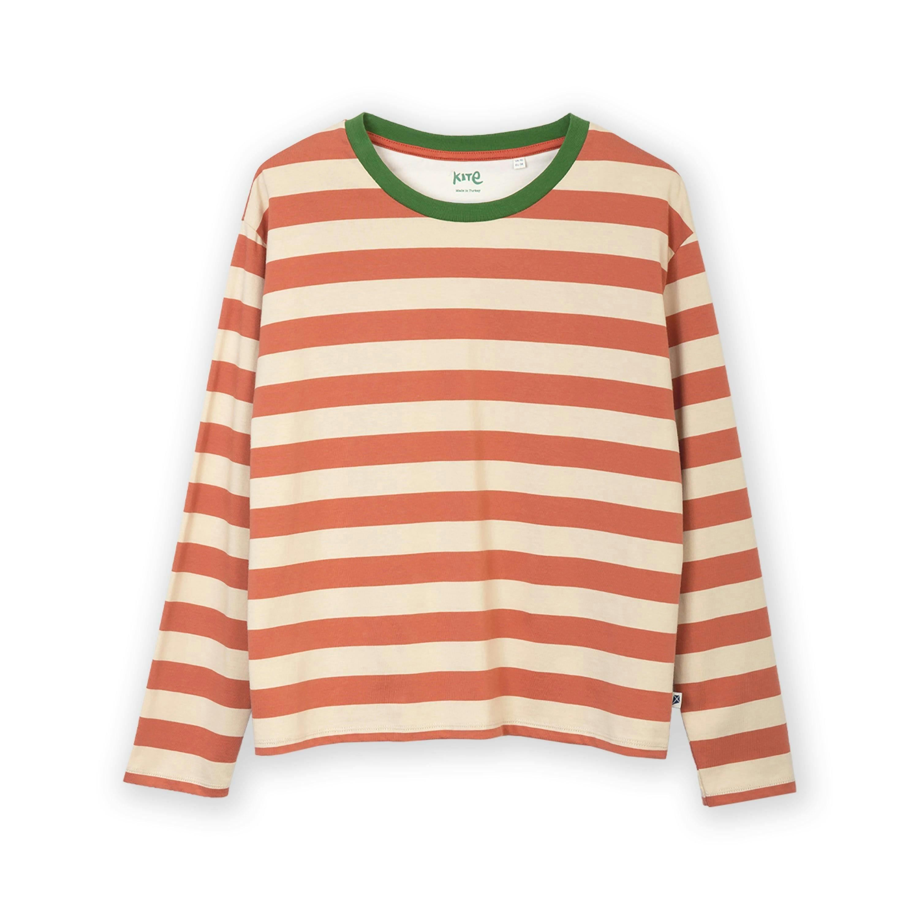 Organic Oxbridge Jersey T-Shirt Russet Stripe , view 2 of 5