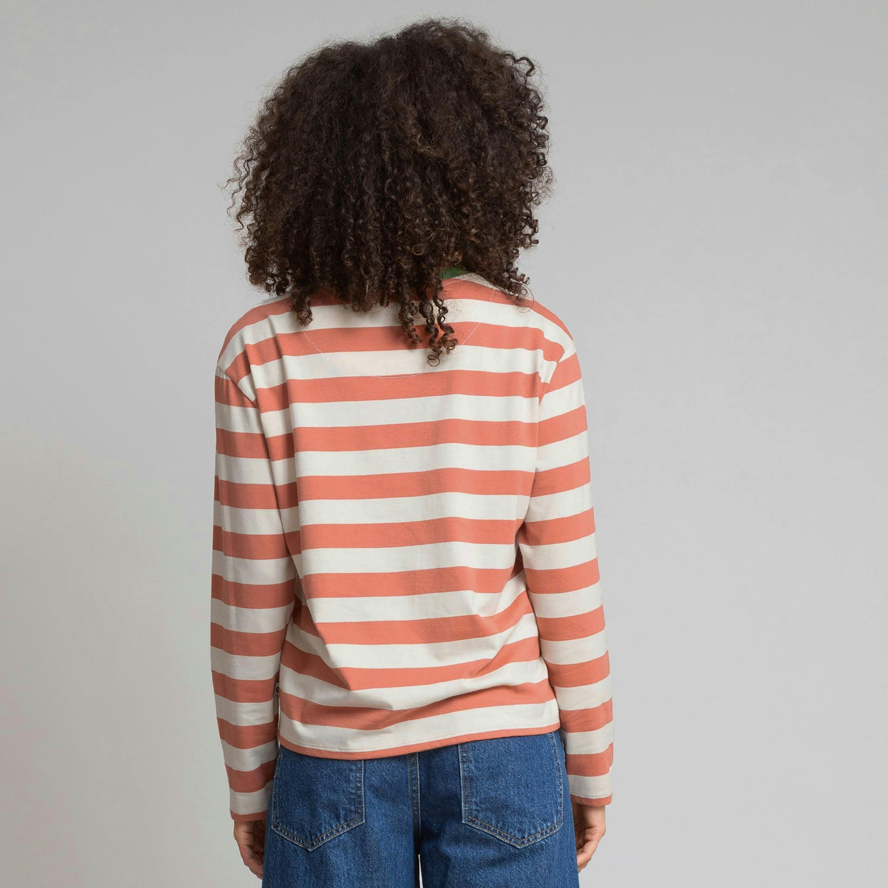 Organic Oxbridge Jersey T-Shirt Russet Stripe , view 5 of 5