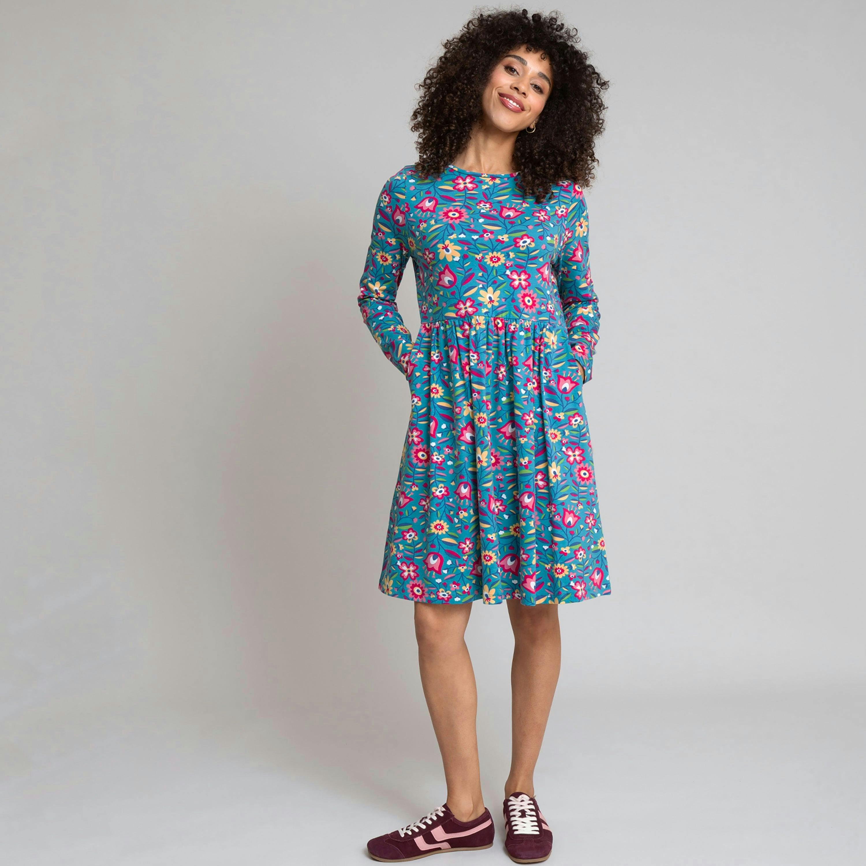 Organic Folksy Bloom Harbour Jersey Dress , view 3 of 4