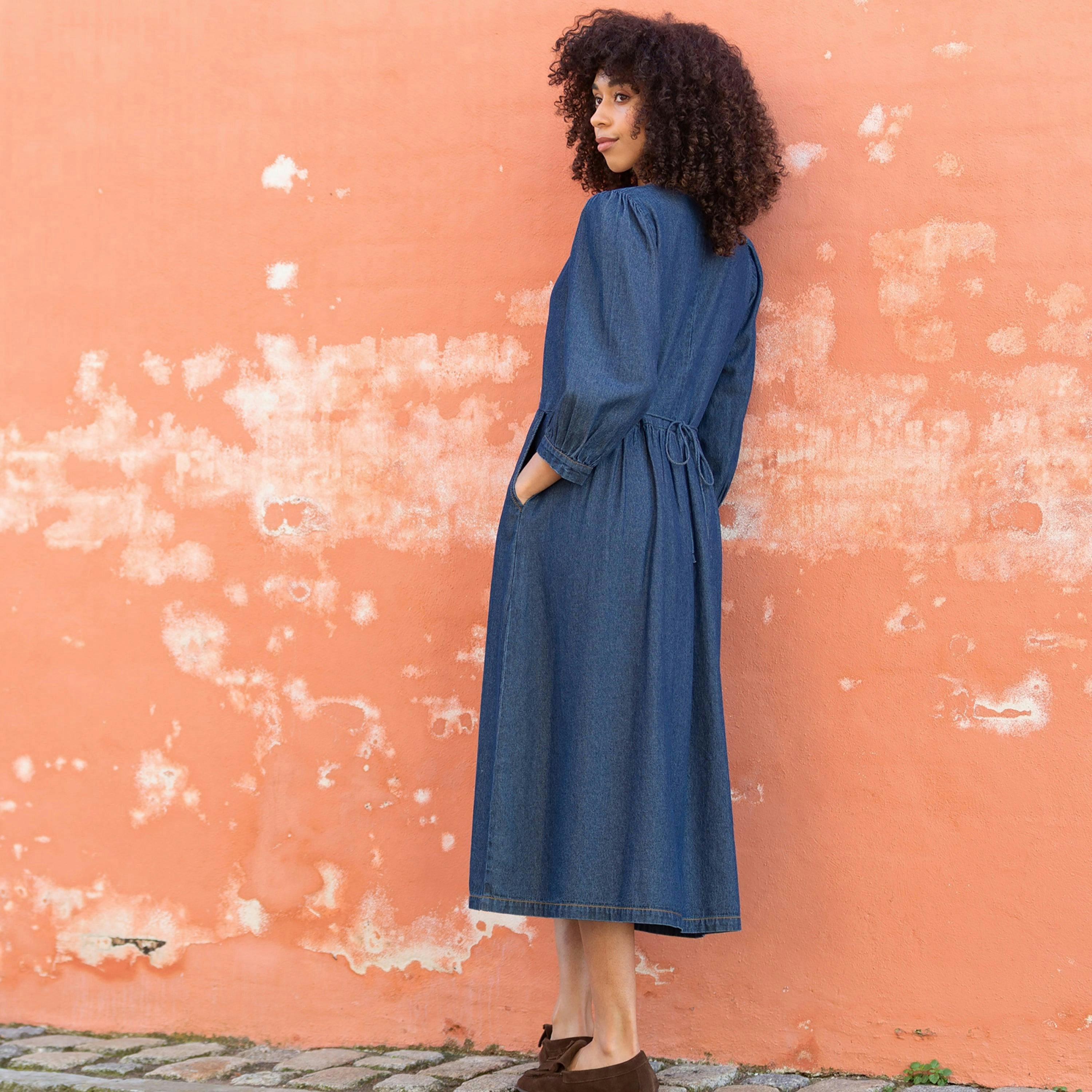 Organic Worgret Denim Dress , view 5 of 5