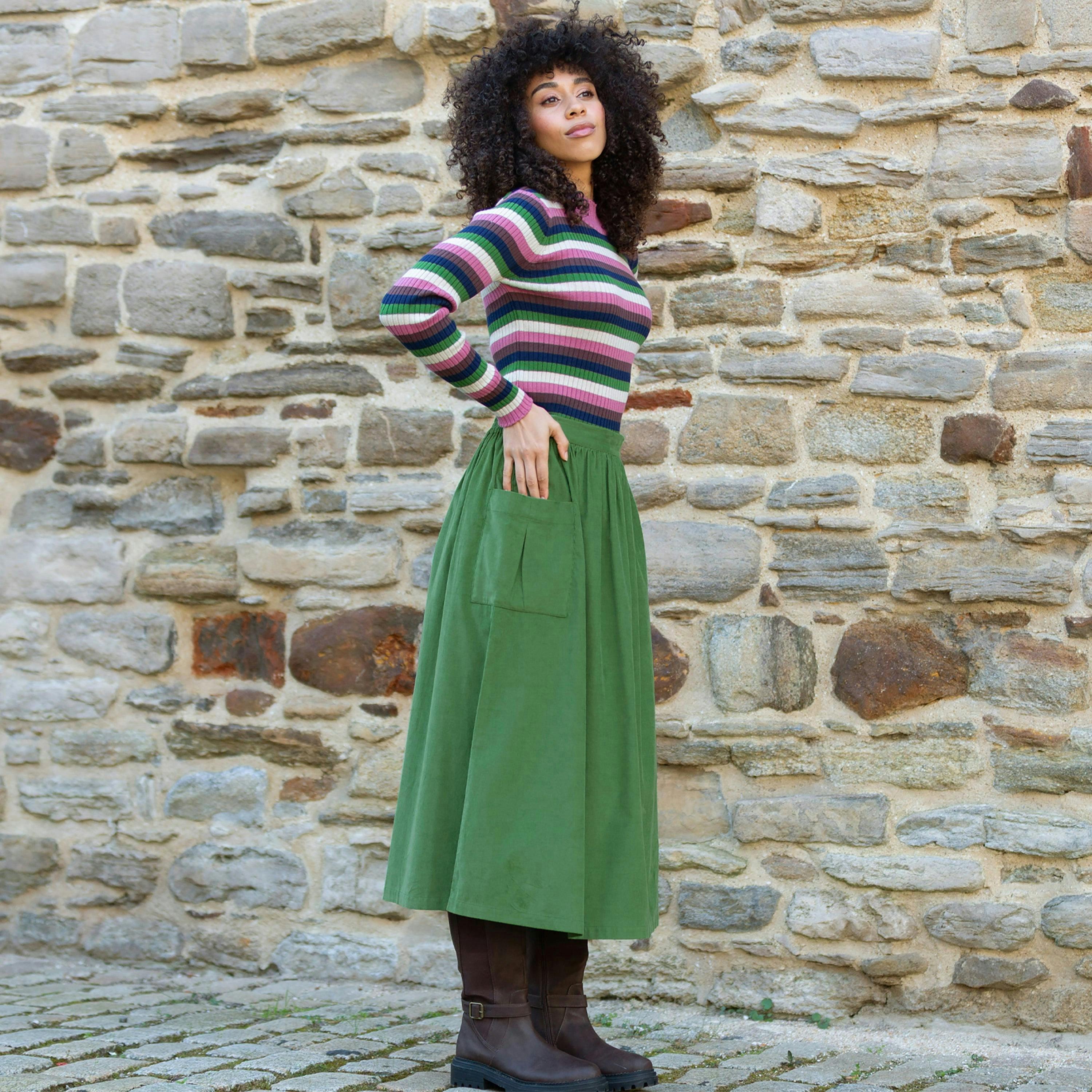 Organic Mudeford Cord Skirt , view 3 of 5