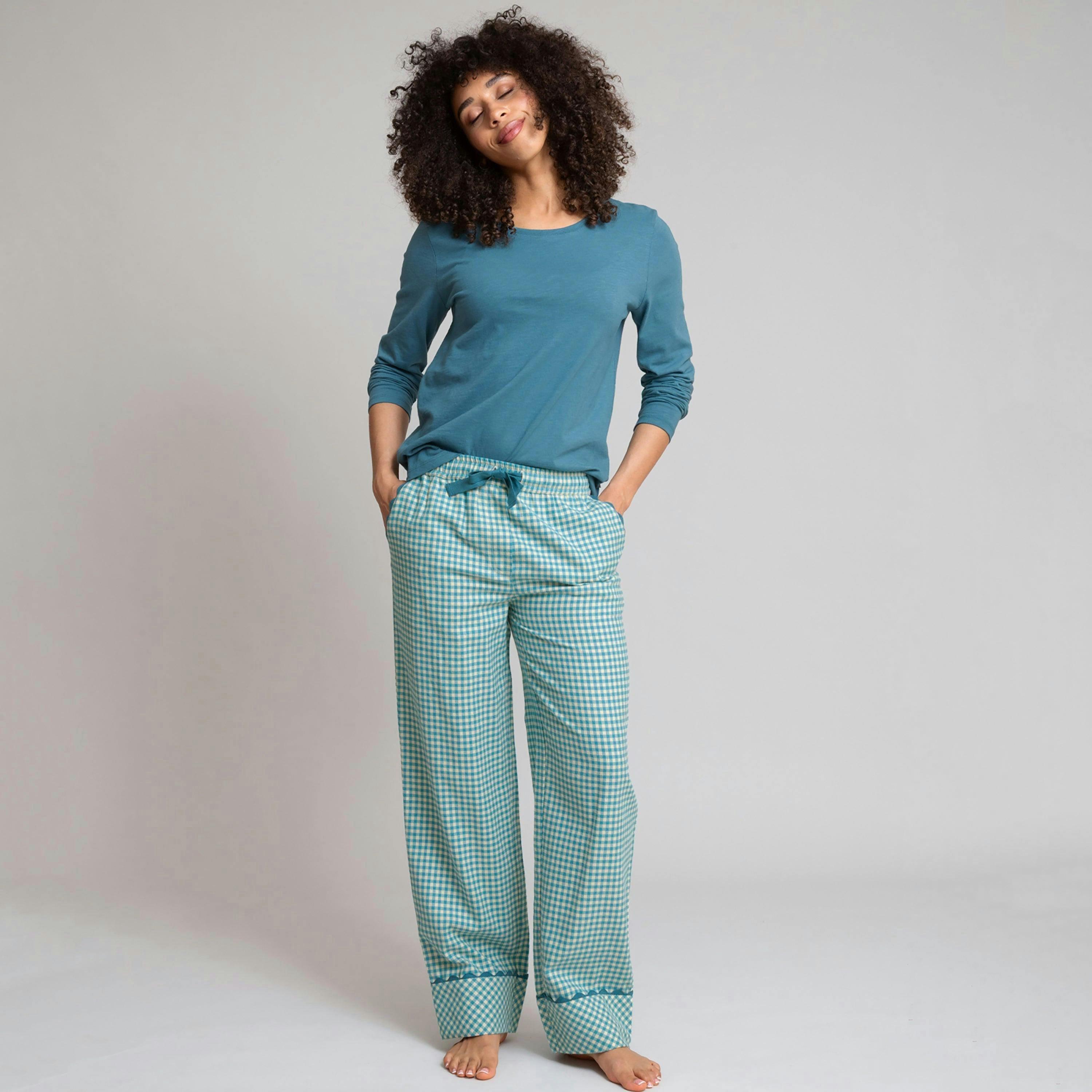 Organic Ocean Check Cranborne Flannel Comfies , view 3 of 4