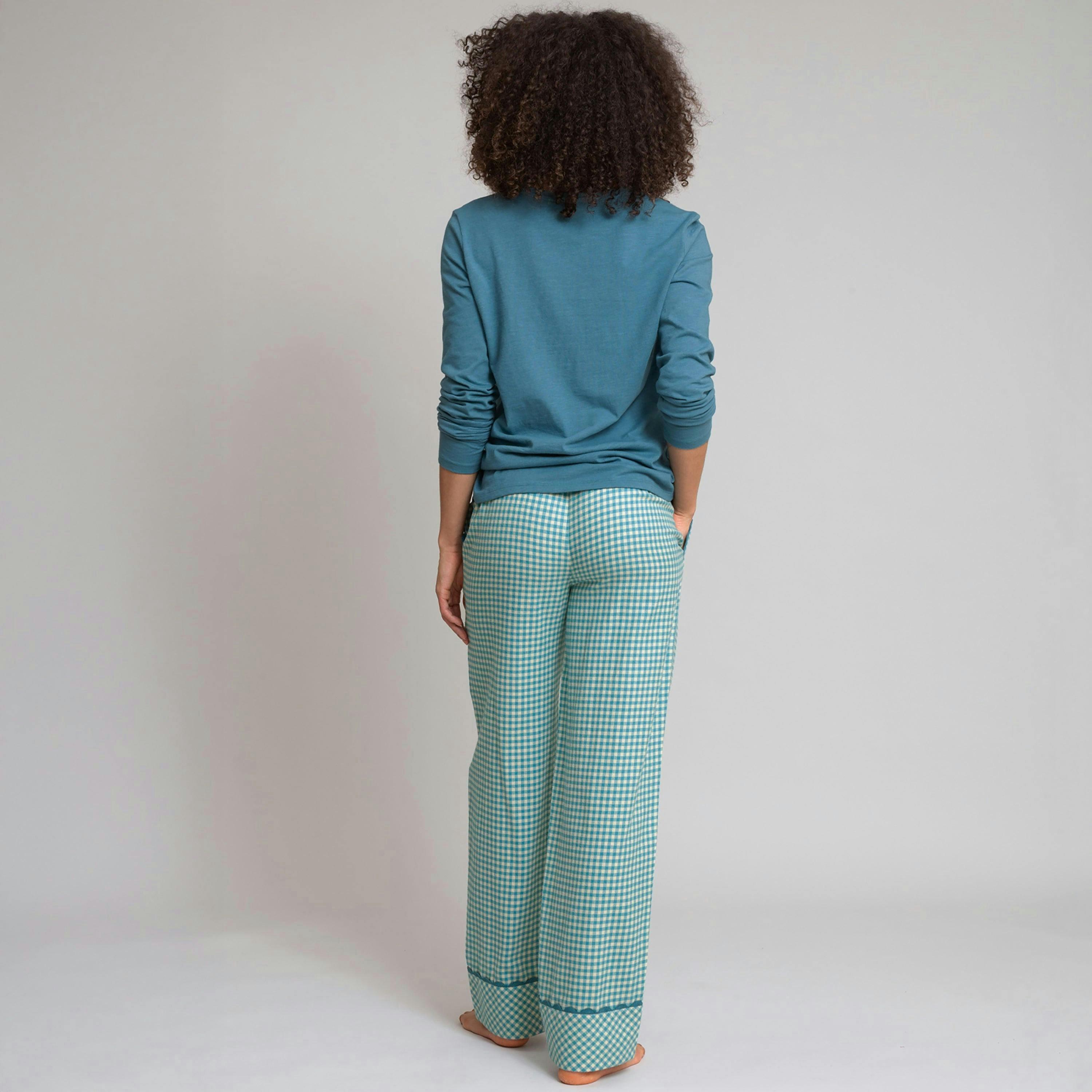 Organic Ocean Check Cranborne Flannel Comfies , view 4 of 4