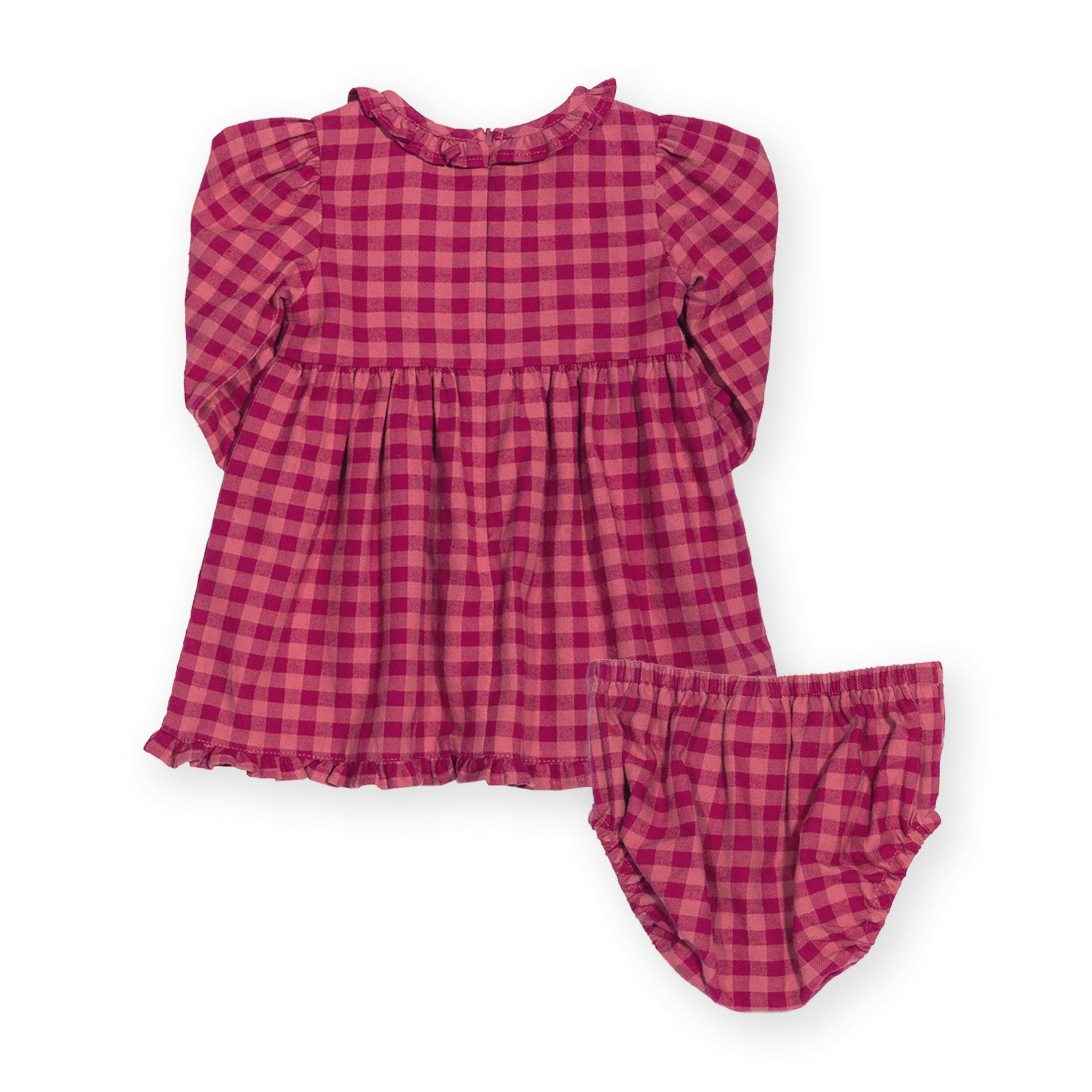 Baby Organic Damson Check Dress And Pants , view 4 of 4