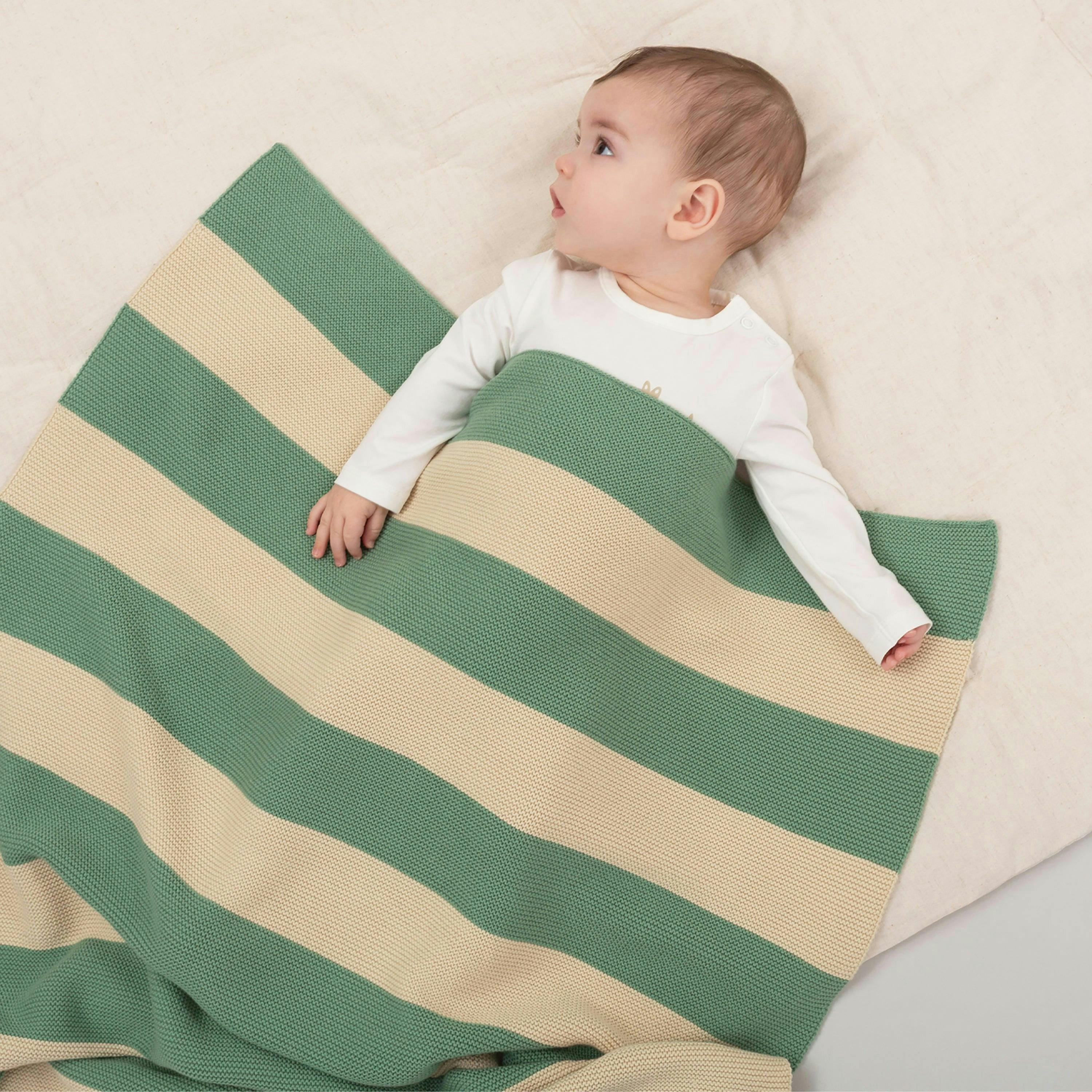 Baby Organic Cabana Stripe Blanket Seafoam , view 2 of 2