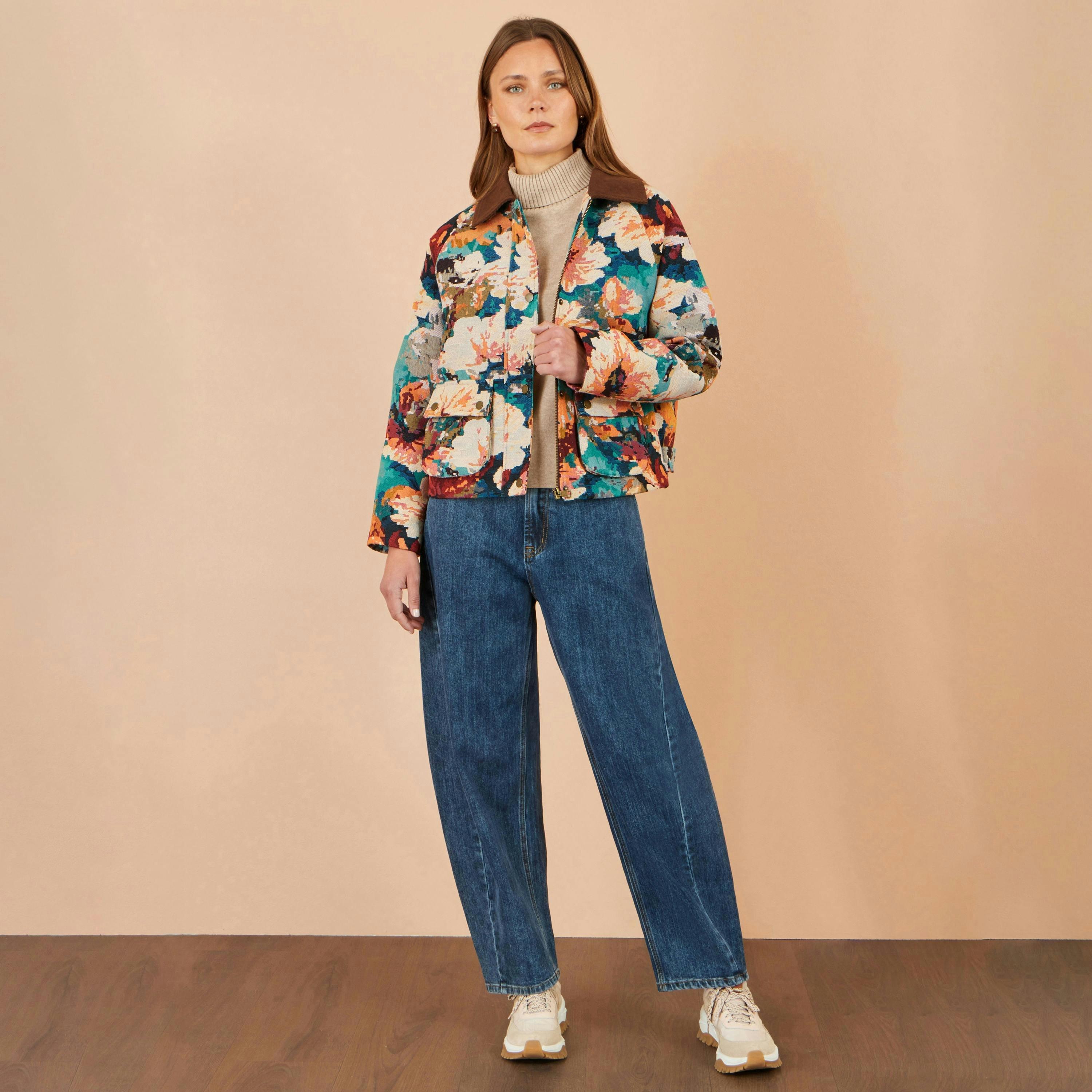 Yumi Multicolour Floral Woven Bomber Jacket , view 3 of 5