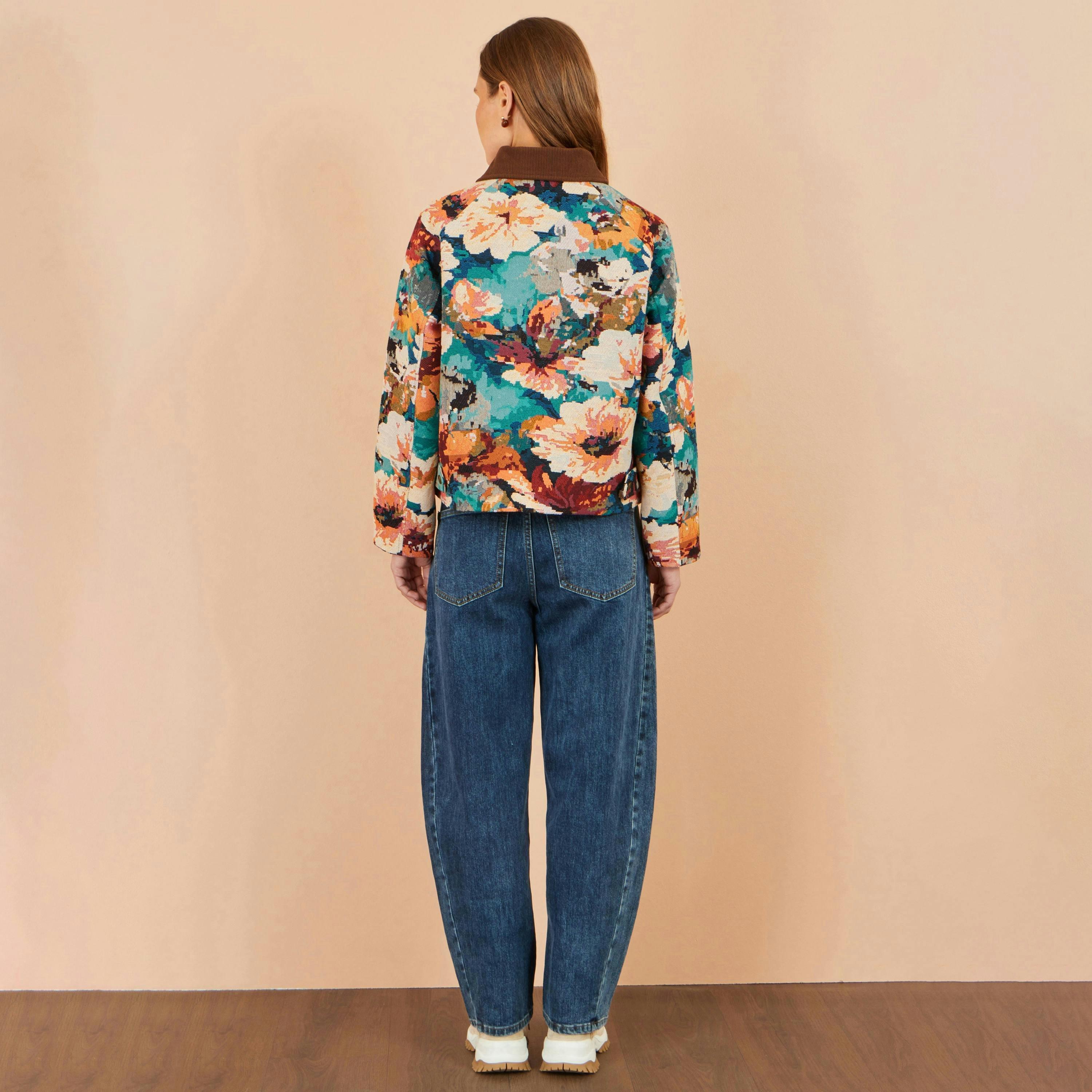 Yumi Multicolour Floral Woven Bomber Jacket , view 4 of 5